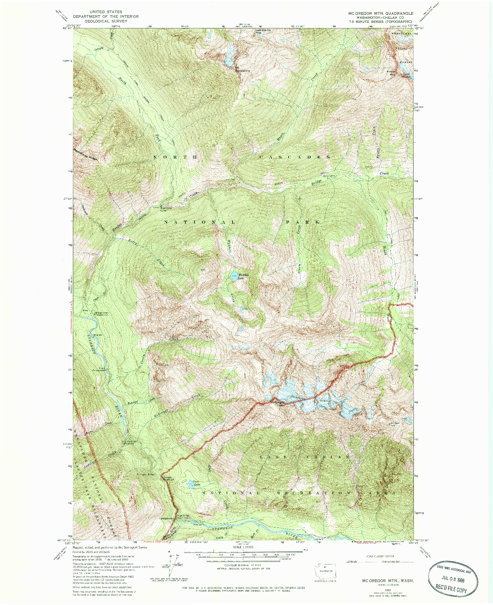 USGS 1:24000-SCALE QUADRANGLE FOR MC GREGOR MTN, WA 1963