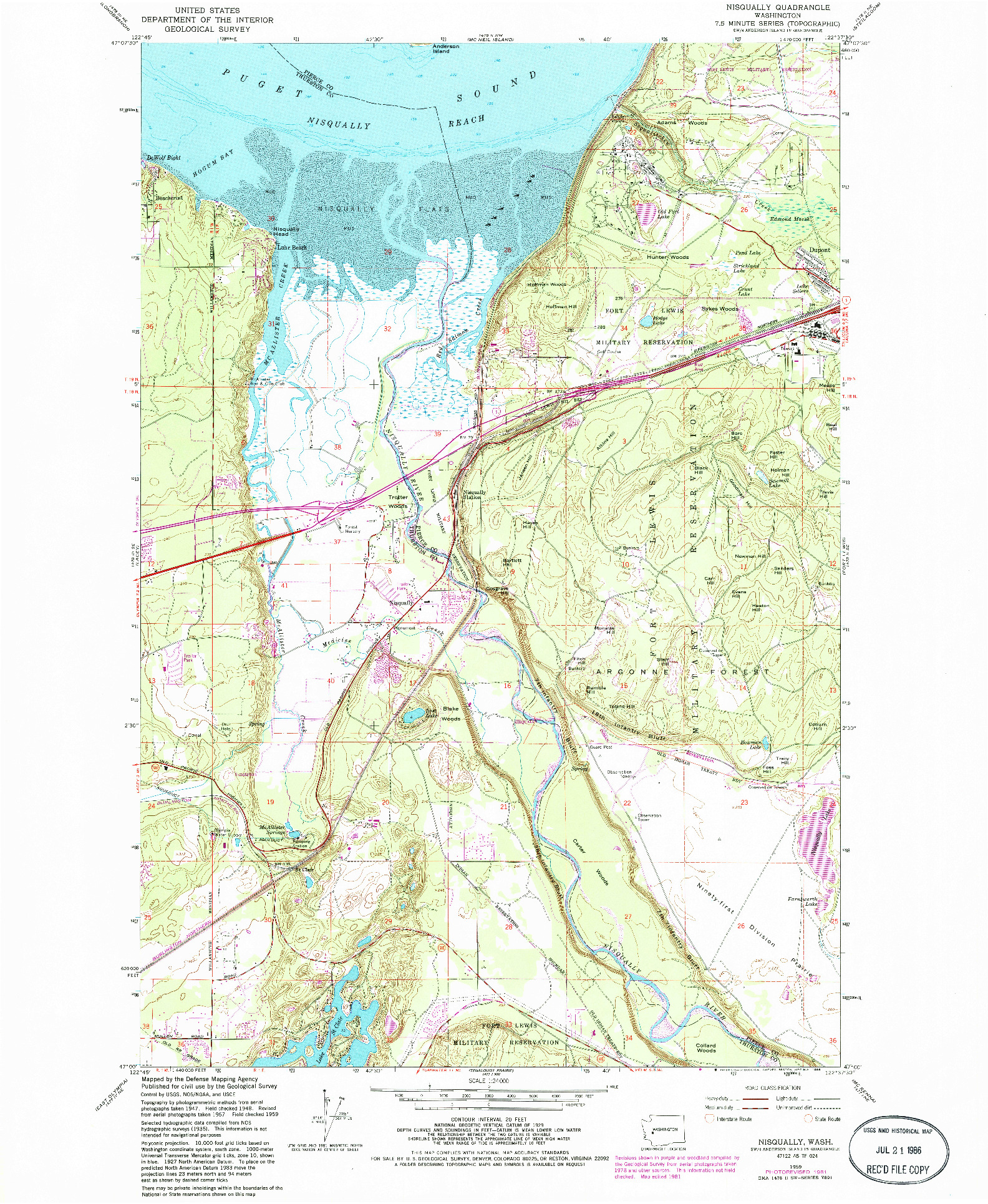 USGS 1:24000-SCALE QUADRANGLE FOR NISQUALLY, WA 1959