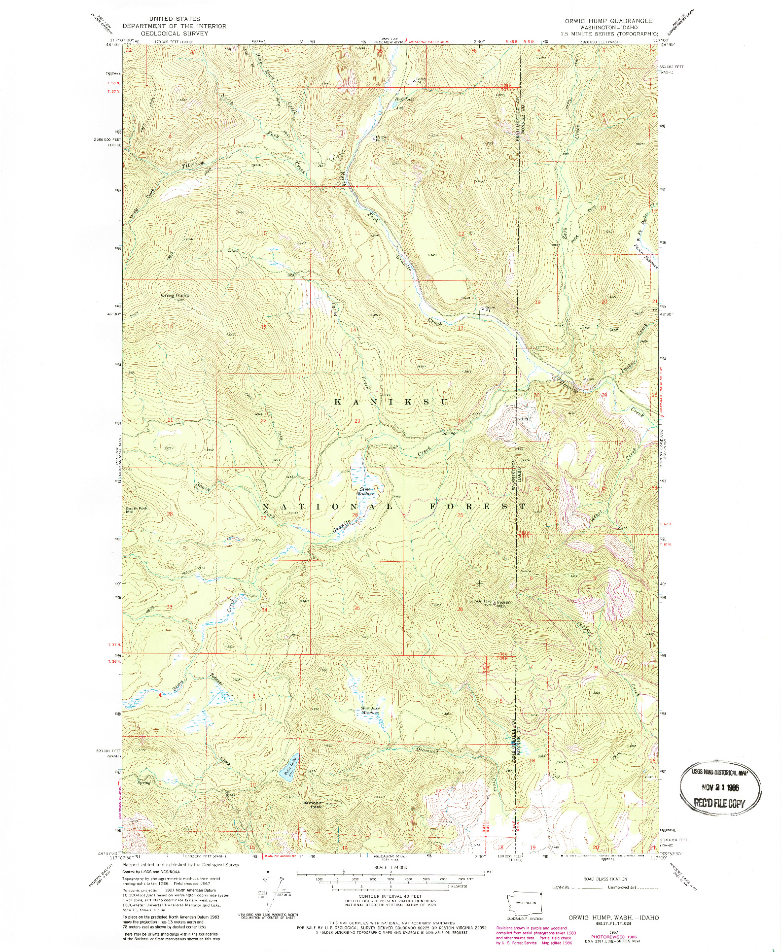 USGS 1:24000-SCALE QUADRANGLE FOR ORWIG HUMP, WA 1967
