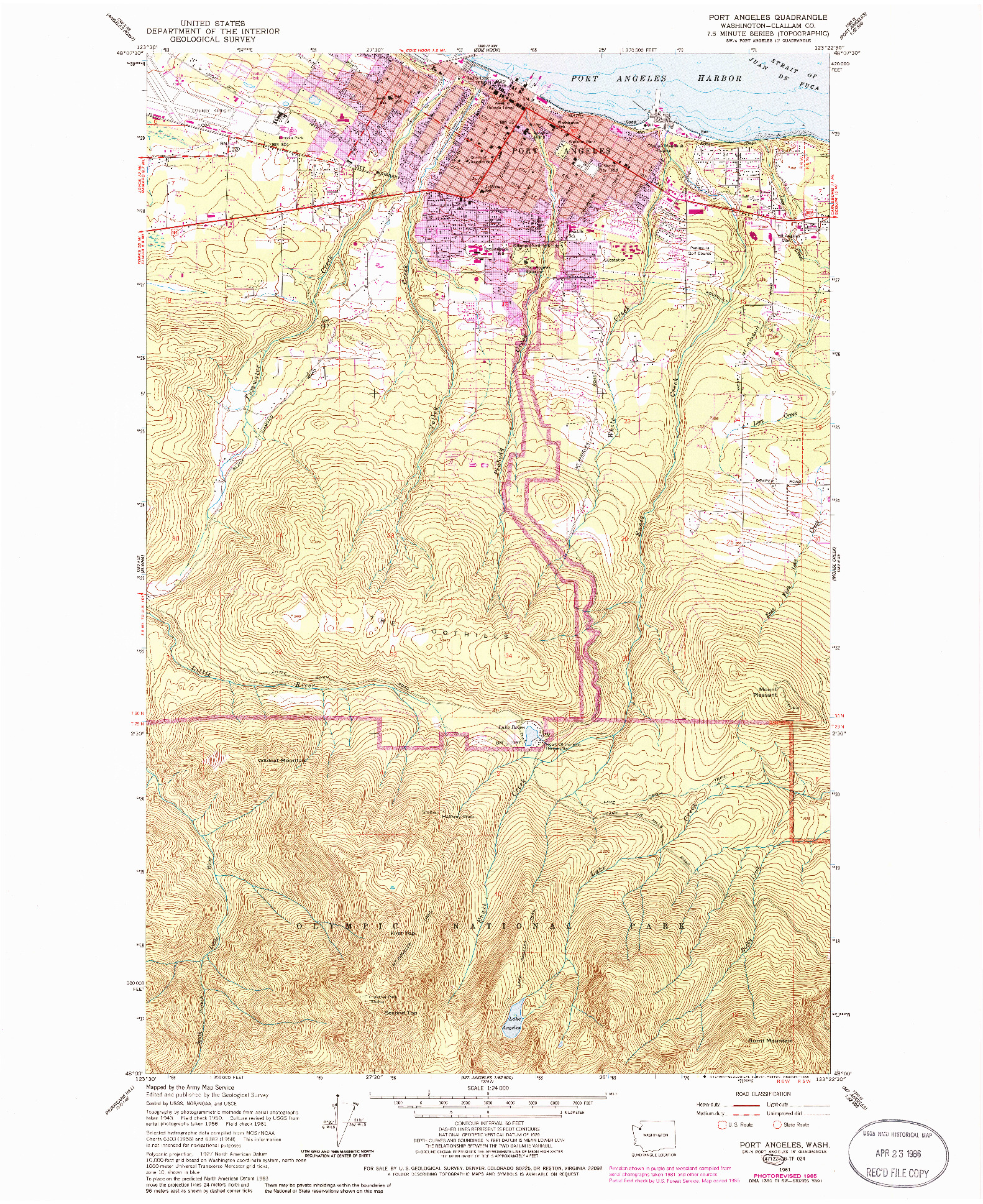 USGS 1:24000-SCALE QUADRANGLE FOR PORT ANGELES, WA 1961