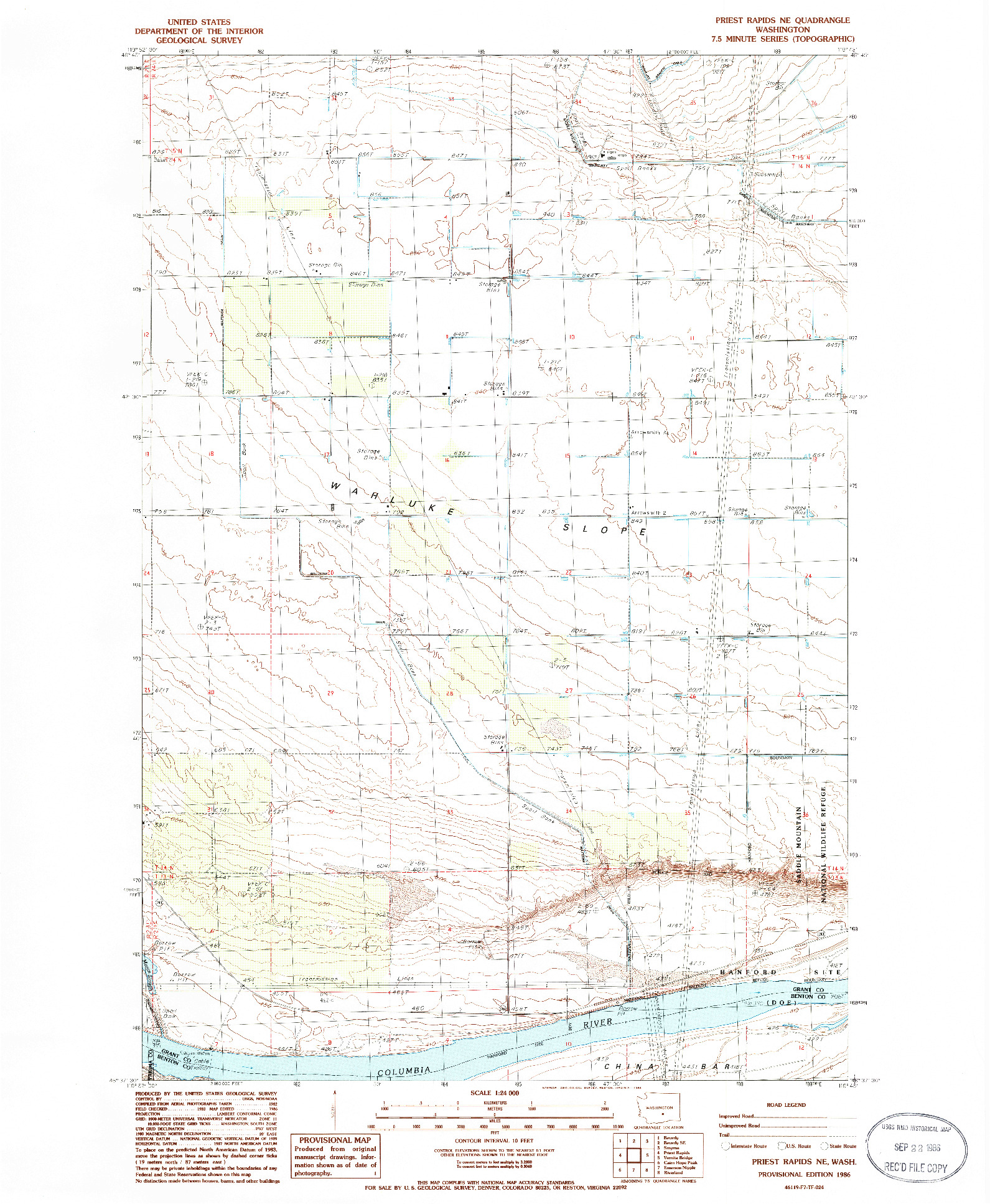 USGS 1:24000-SCALE QUADRANGLE FOR PRIEST RAPIDS NE, WA 1986