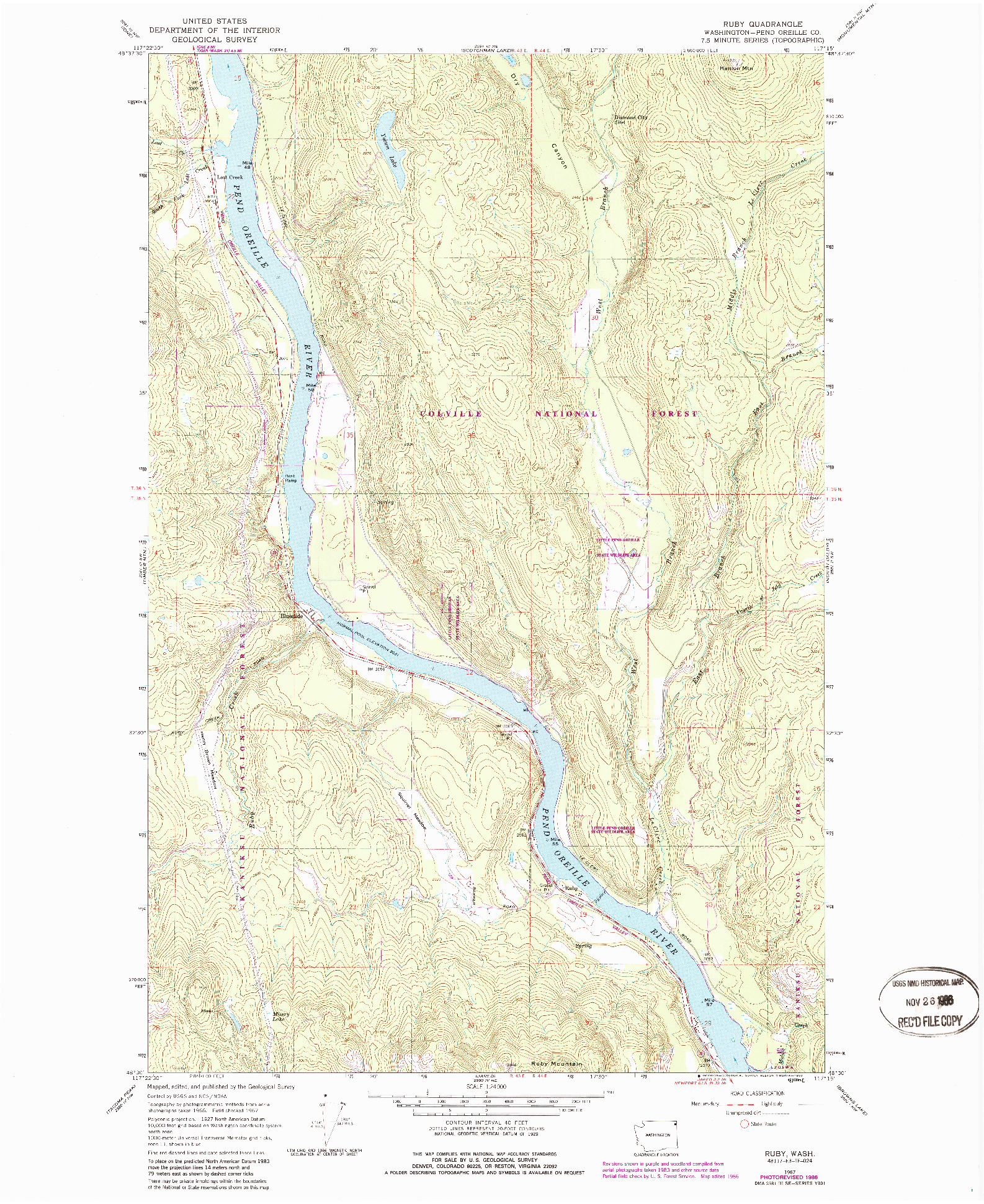 USGS 1:24000-SCALE QUADRANGLE FOR RUBY, WA 1967