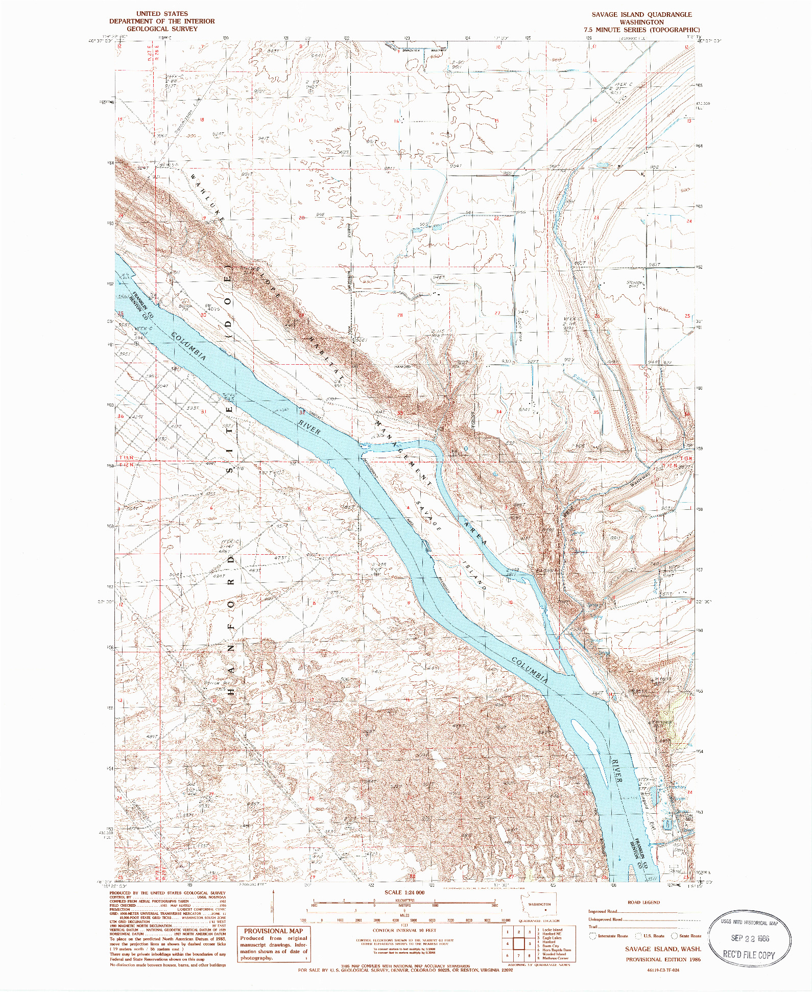 USGS 1:24000-SCALE QUADRANGLE FOR SAVAGE ISLAND, WA 1986