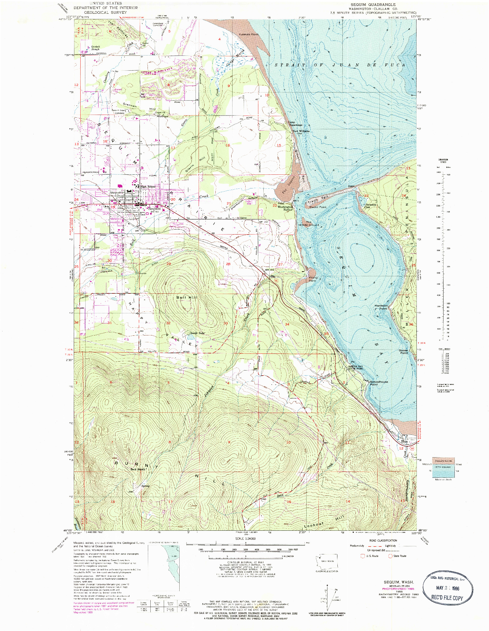 USGS 1:24000-SCALE QUADRANGLE FOR SEQUIM, WA 1956