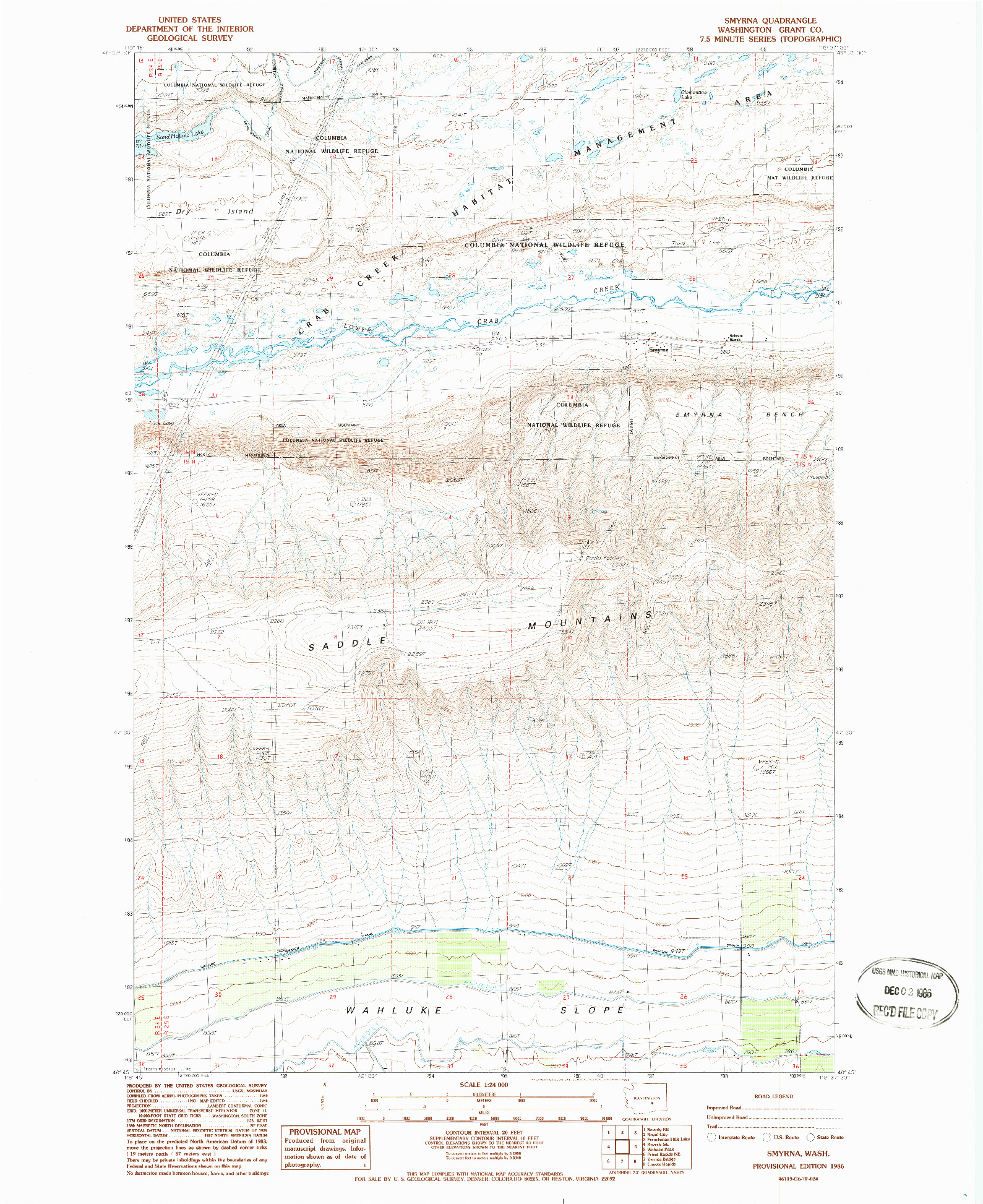 USGS 1:24000-SCALE QUADRANGLE FOR SMYRNA, WA 1986