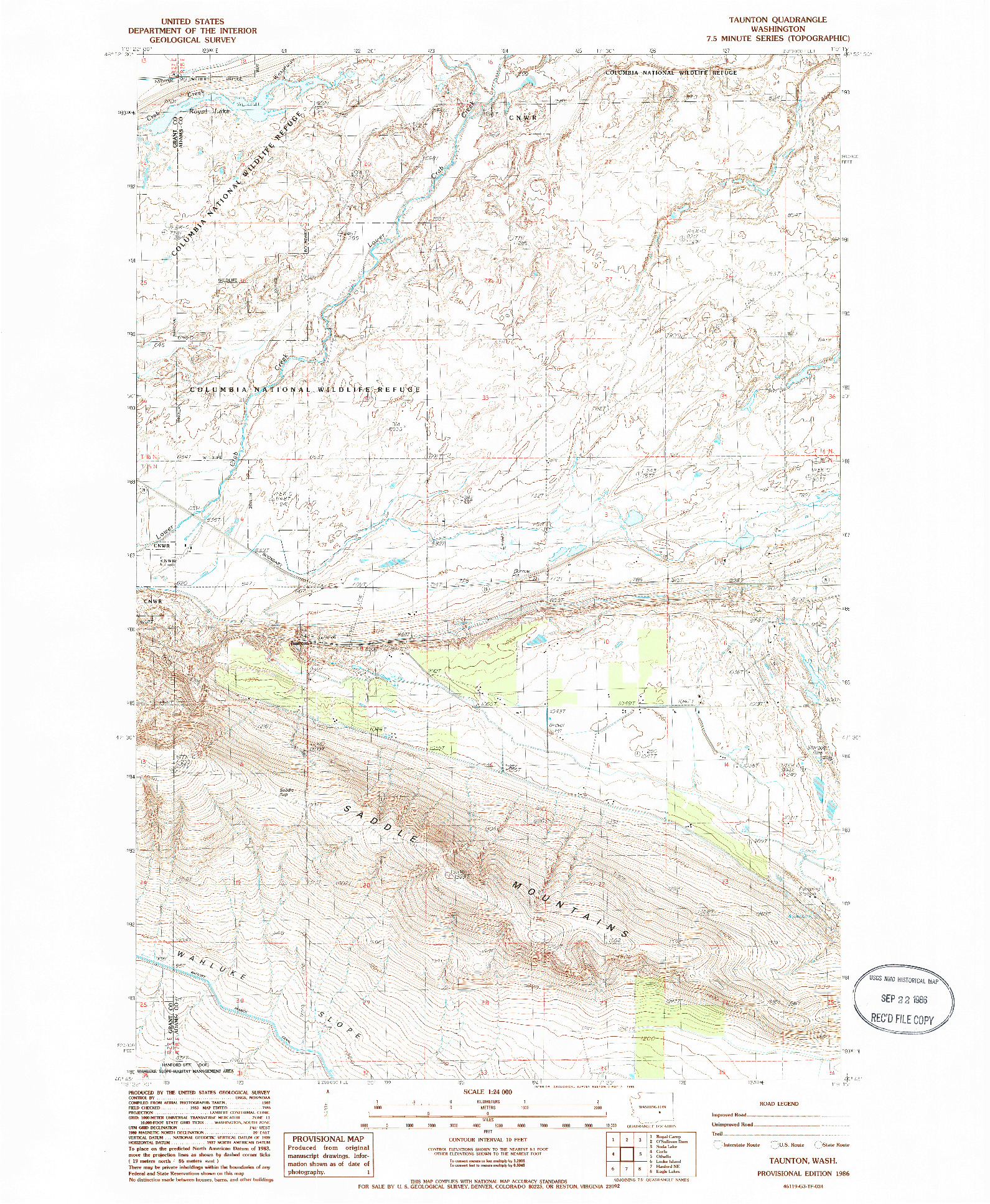 USGS 1:24000-SCALE QUADRANGLE FOR TAUNTON, WA 1986