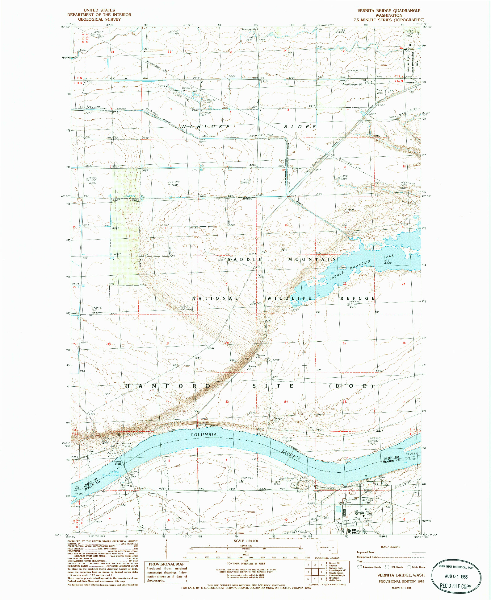 USGS 1:24000-SCALE QUADRANGLE FOR VERNITA BRIDGE, WA 1986