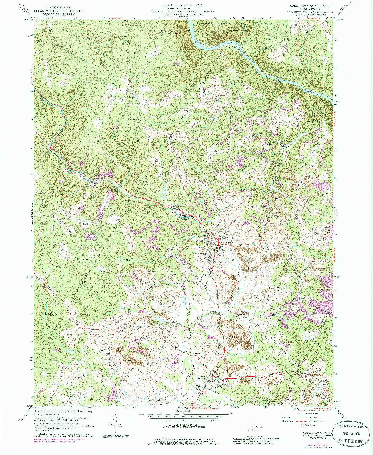 USGS 1:24000-SCALE QUADRANGLE FOR MASONTOWN, WV 1960