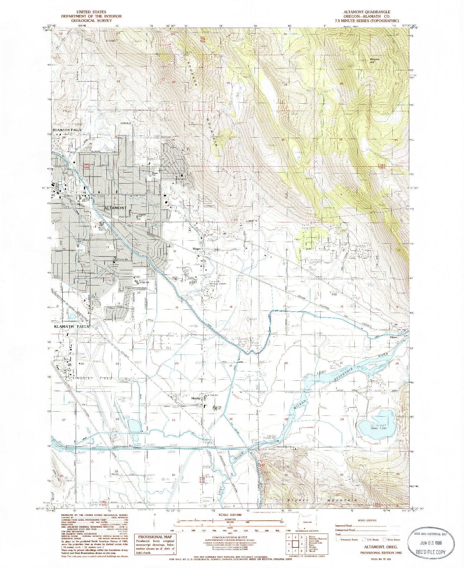 USGS 1:24000-SCALE QUADRANGLE FOR ALTAMONT, OR 1985
