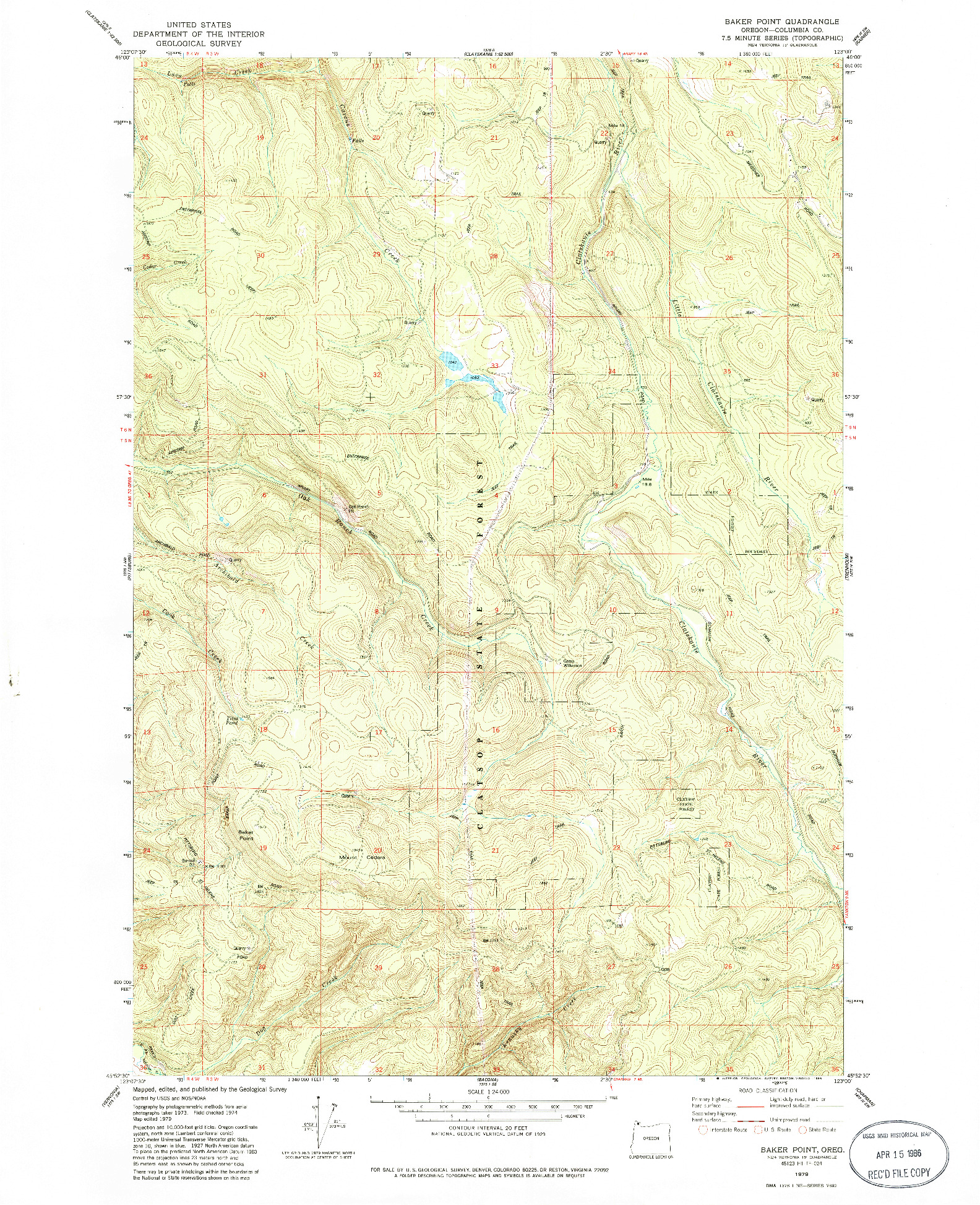 USGS 1:24000-SCALE QUADRANGLE FOR BAKER POINT, OR 1979