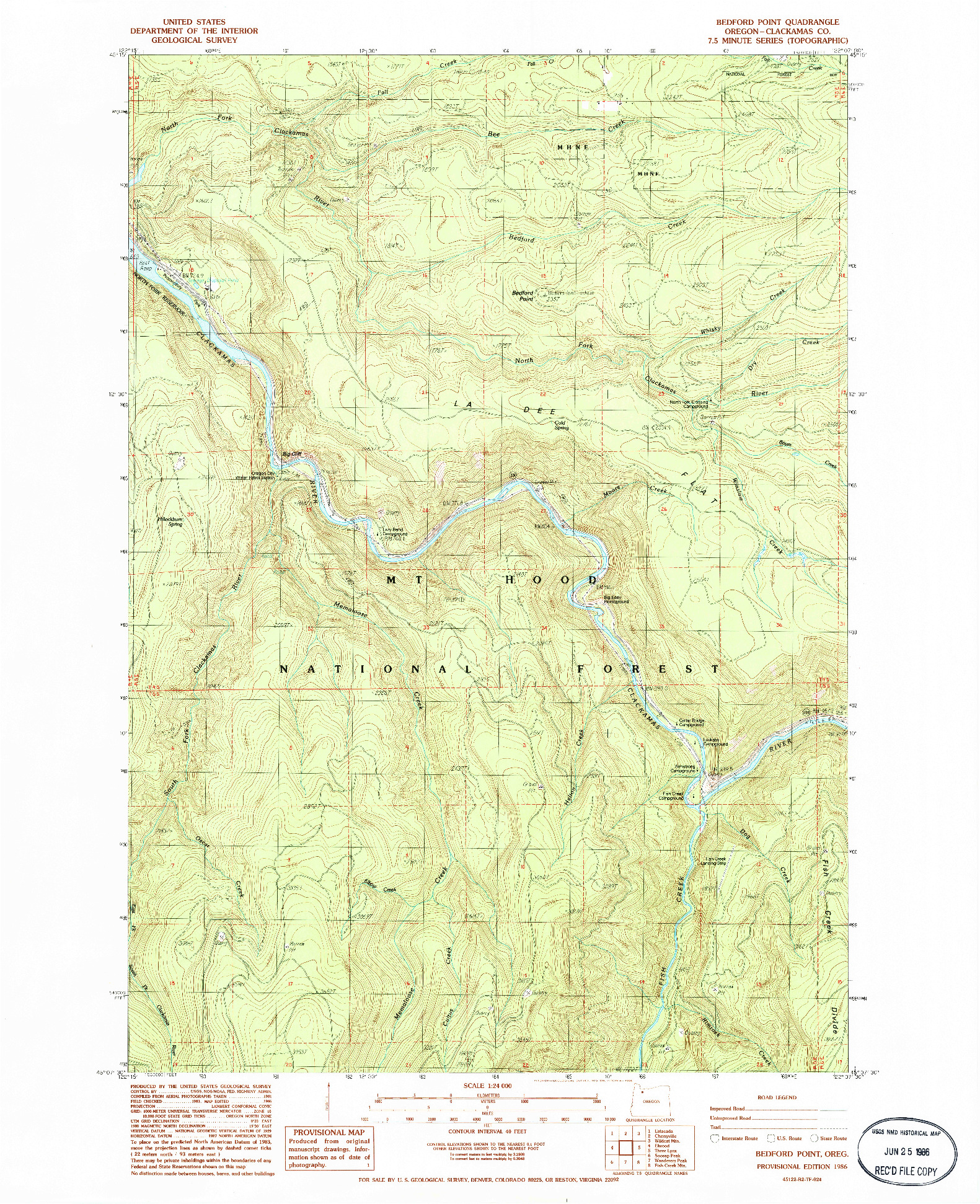 USGS 1:24000-SCALE QUADRANGLE FOR BEDFORD POINT, OR 1986