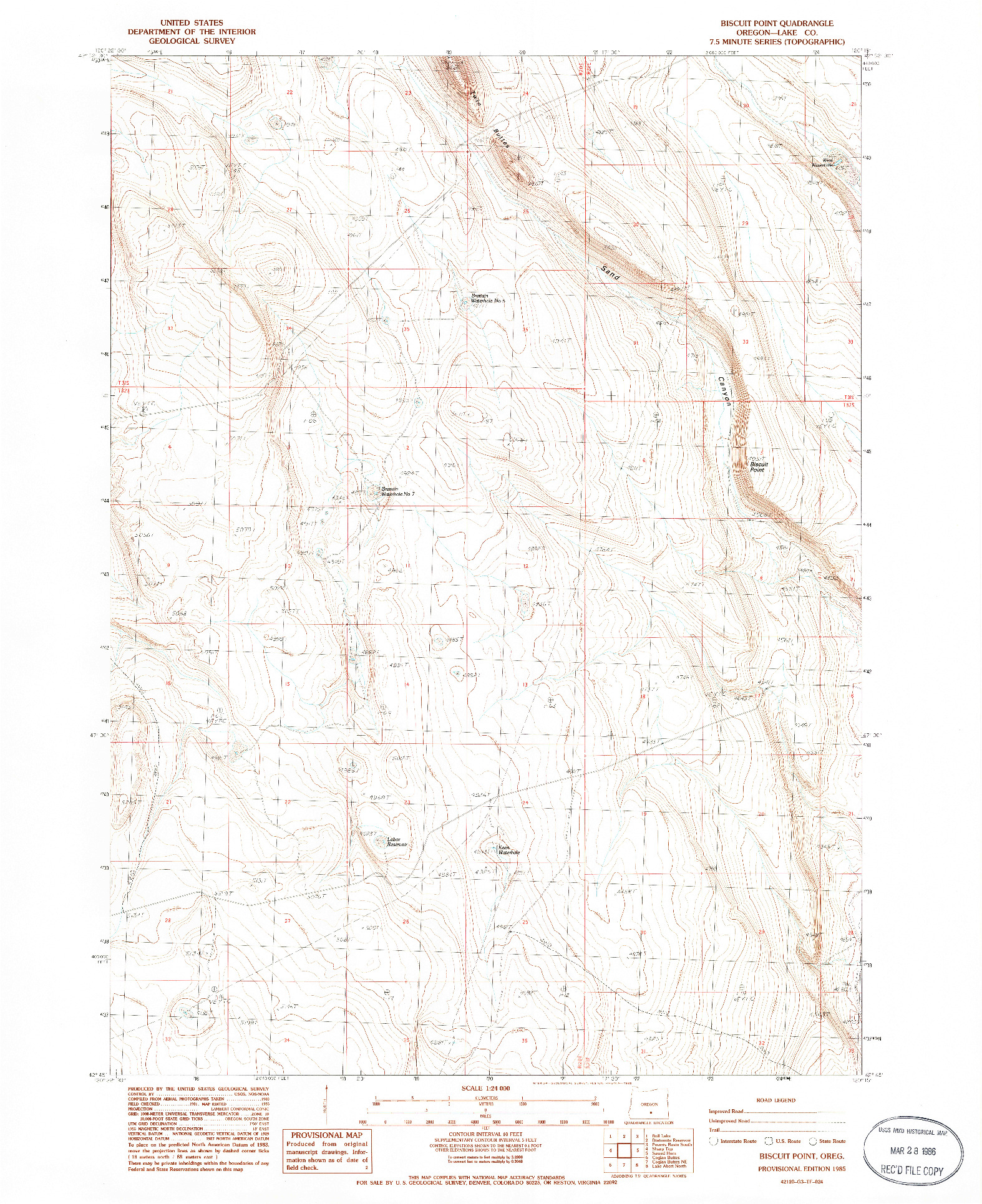 USGS 1:24000-SCALE QUADRANGLE FOR BISCUIT POINT, OR 1985