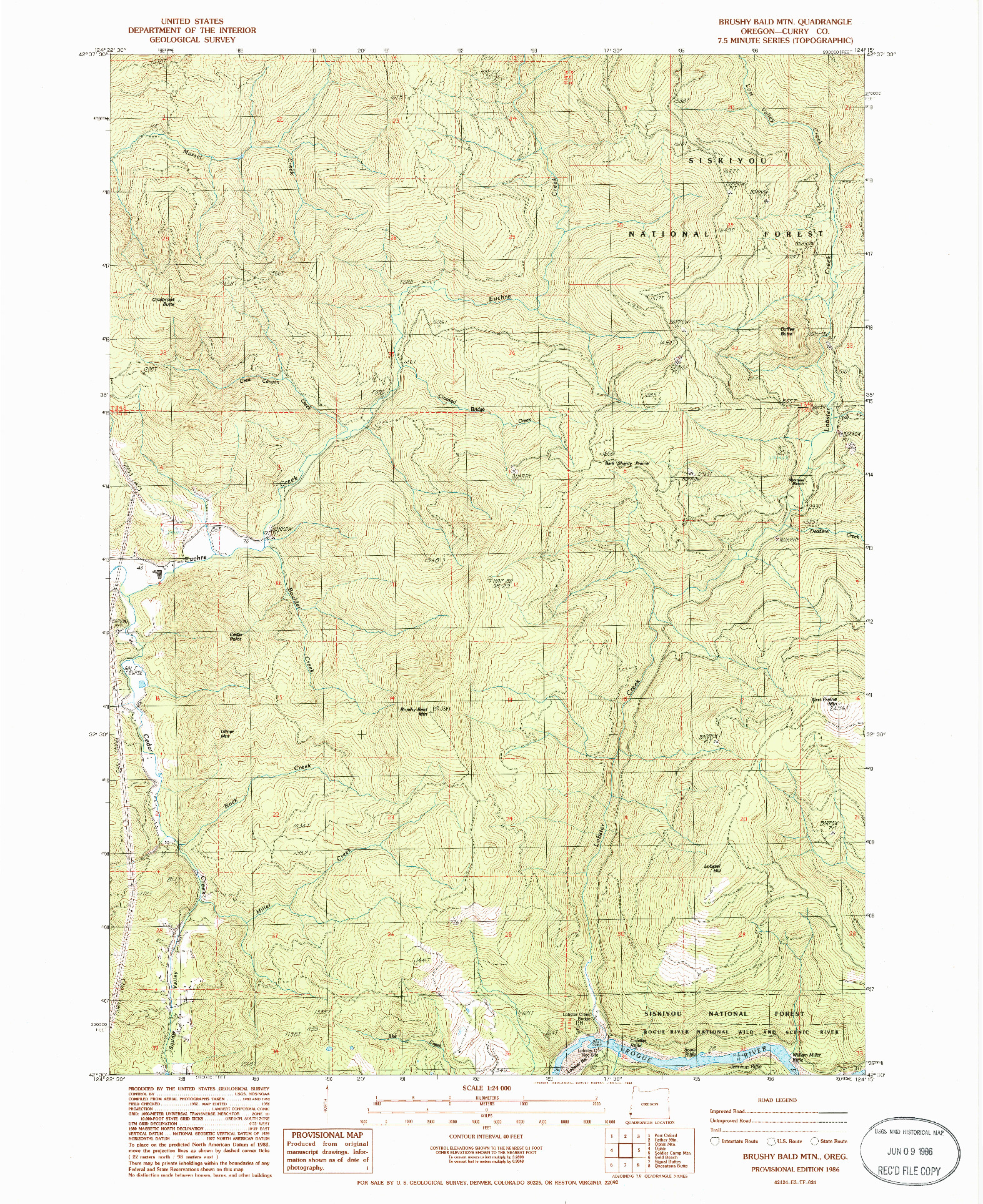 USGS 1:24000-SCALE QUADRANGLE FOR BRUSHY BALD MOUNTAIN, OR 1986