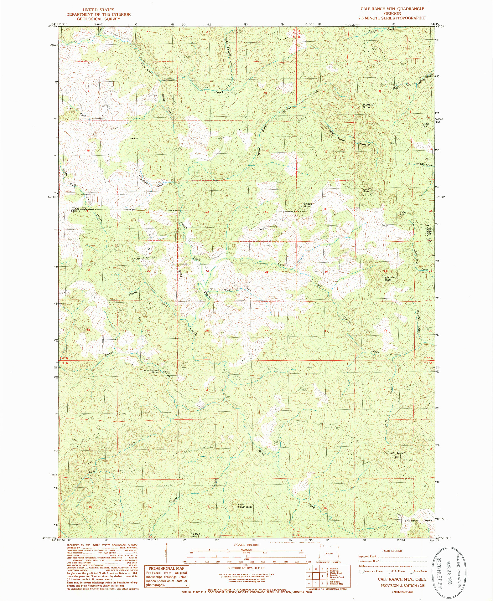 USGS 1:24000-SCALE QUADRANGLE FOR CALF RANCH MTN, OR 1985