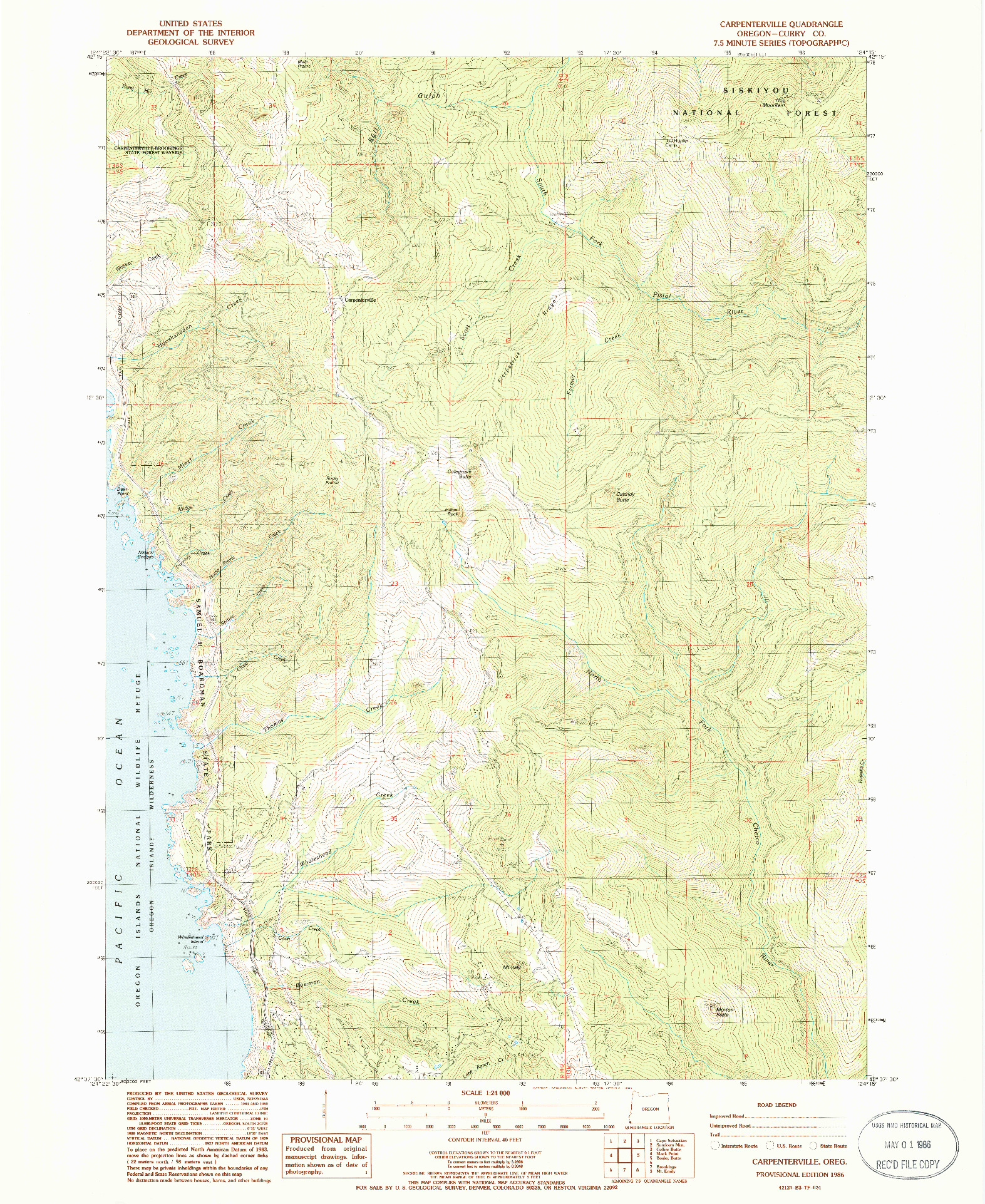 USGS 1:24000-SCALE QUADRANGLE FOR CARPENTERVILLE, OR 1986