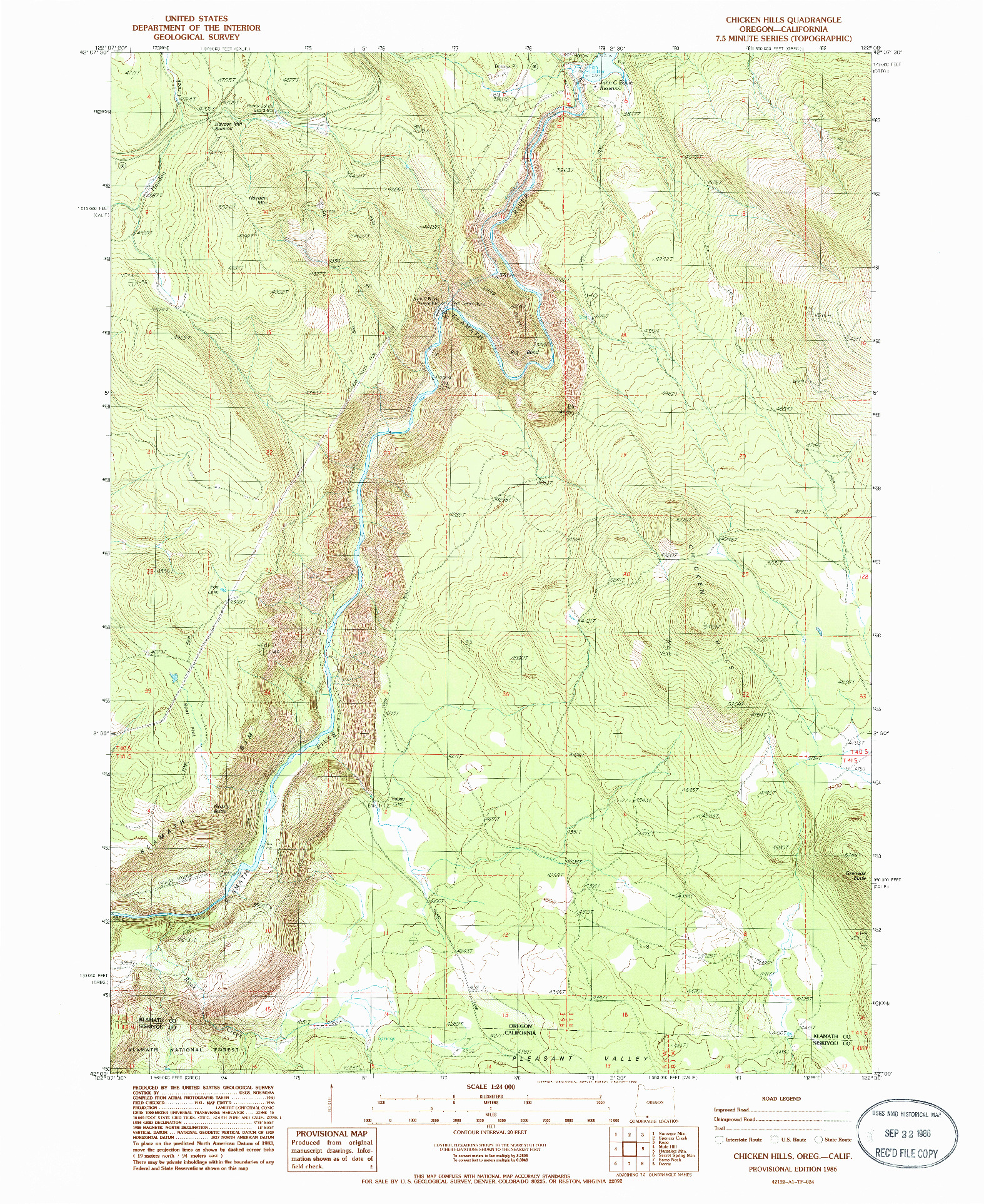 USGS 1:24000-SCALE QUADRANGLE FOR CHICKEN HILLS, OR 1986