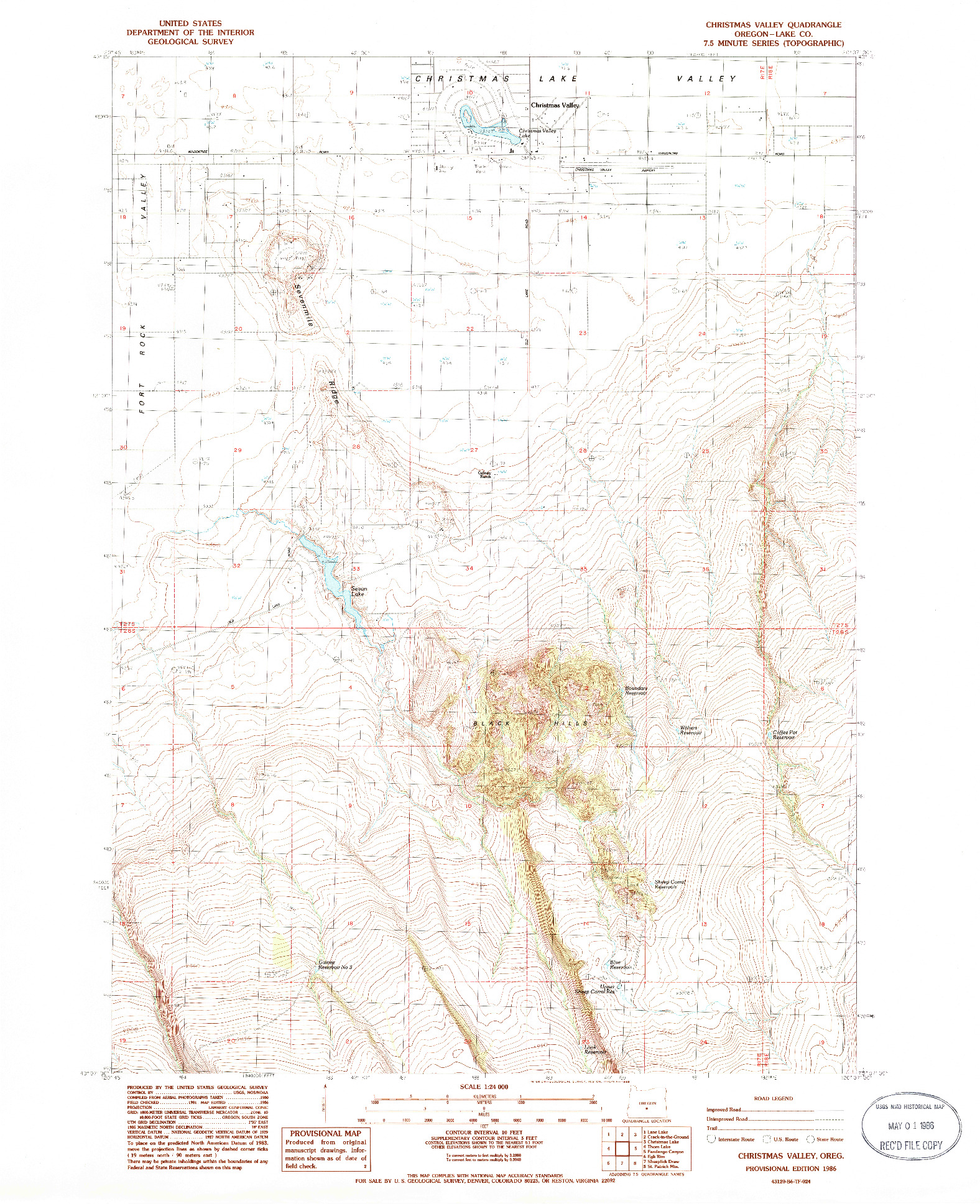 USGS 1:24000-SCALE QUADRANGLE FOR CHRISTMAS VALLEY, OR 1986