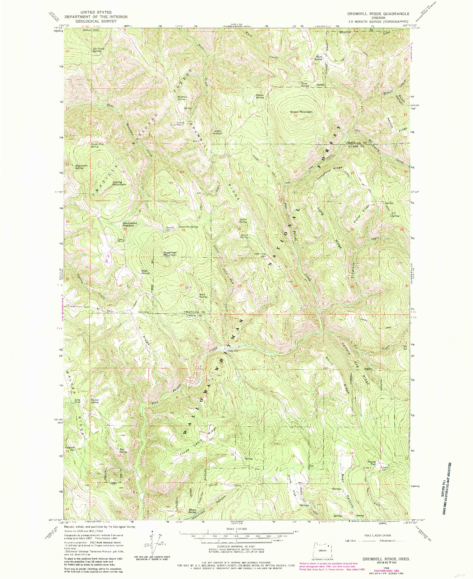USGS 1:24000-SCALE QUADRANGLE FOR DRUMHILL RIDGE, OR 1964