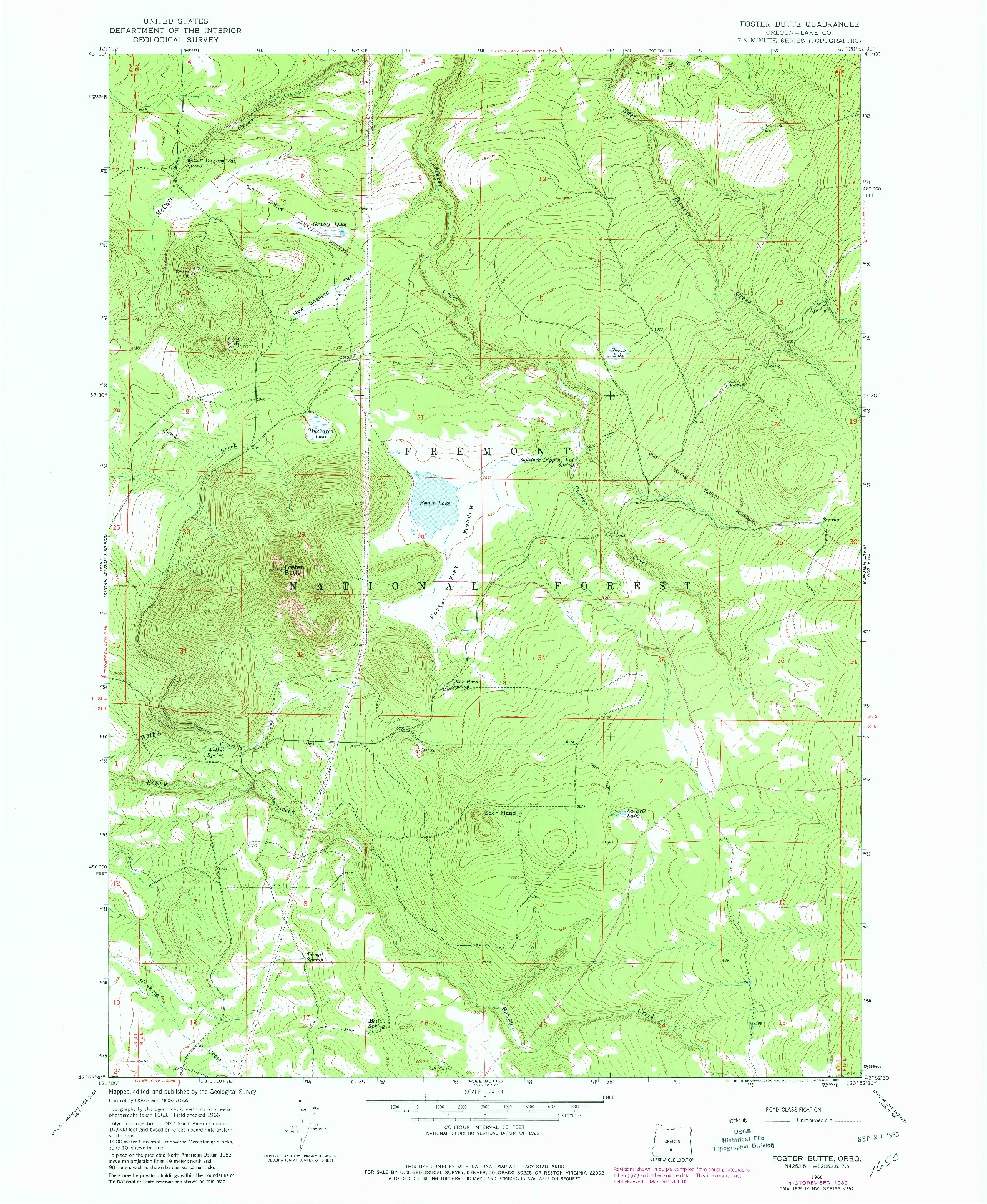 USGS 1:24000-SCALE QUADRANGLE FOR FOSTER BUTTE, OR 1966