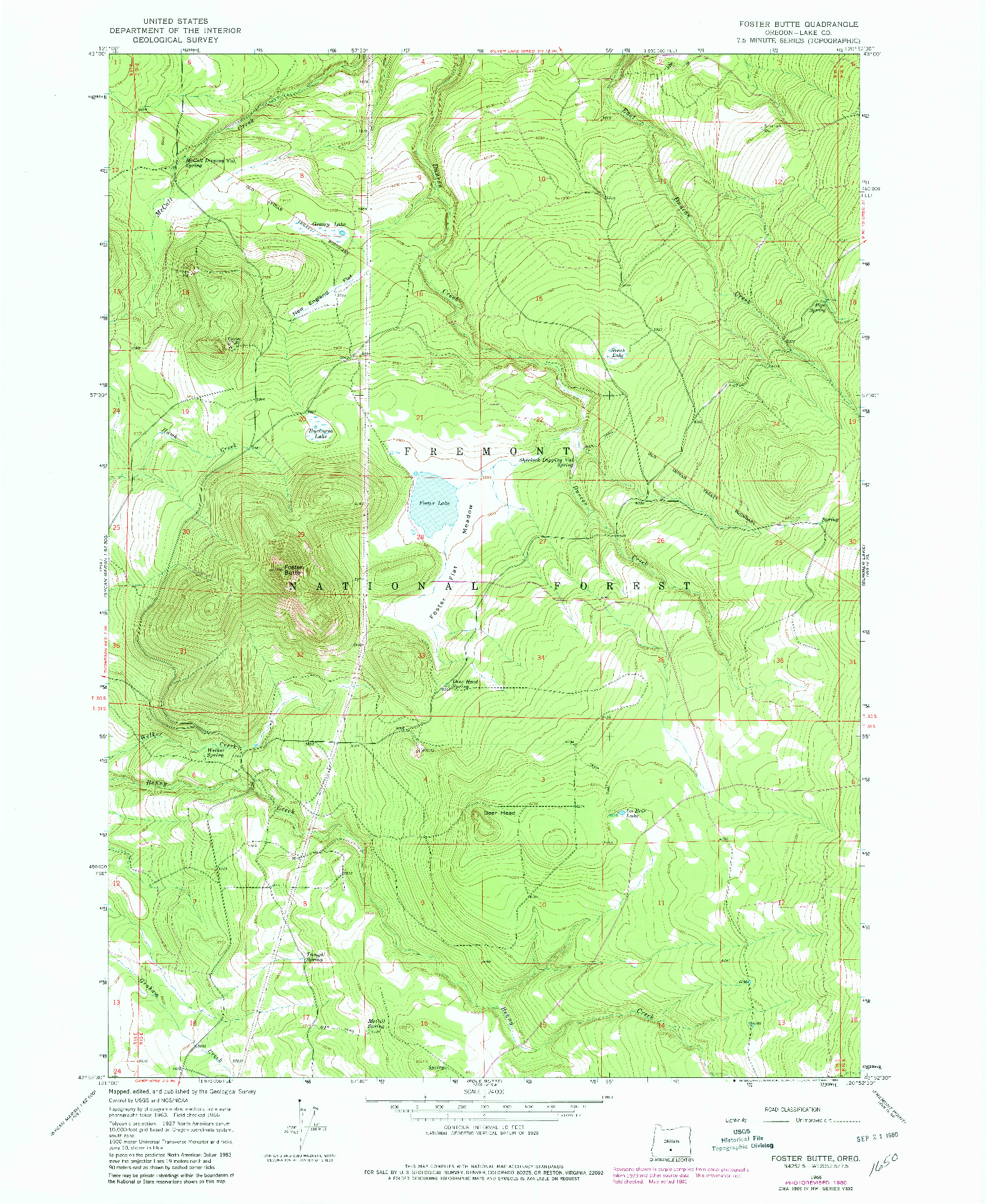 USGS 1:24000-SCALE QUADRANGLE FOR FOSTER BUTTE, OR 1966