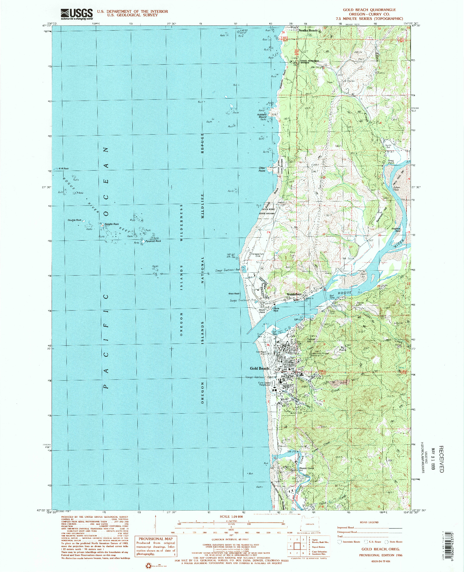 USGS 1:24000-SCALE QUADRANGLE FOR GOLD BEACH, OR 1986