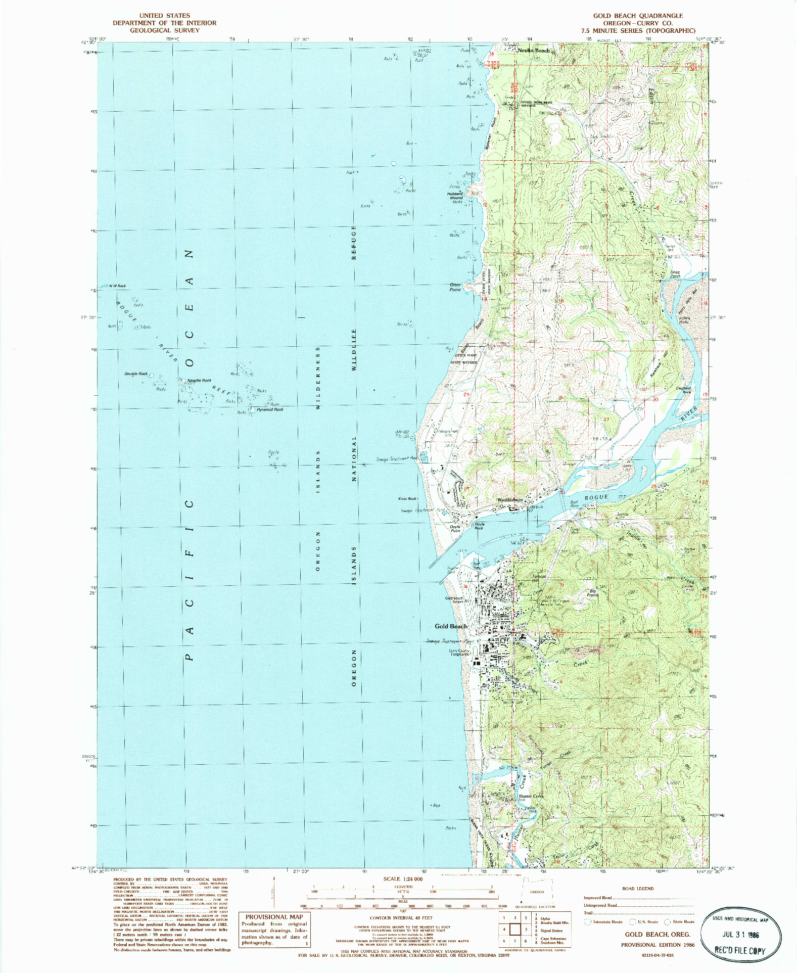 USGS 1:24000-SCALE QUADRANGLE FOR GOLD BEACH, OR 1986