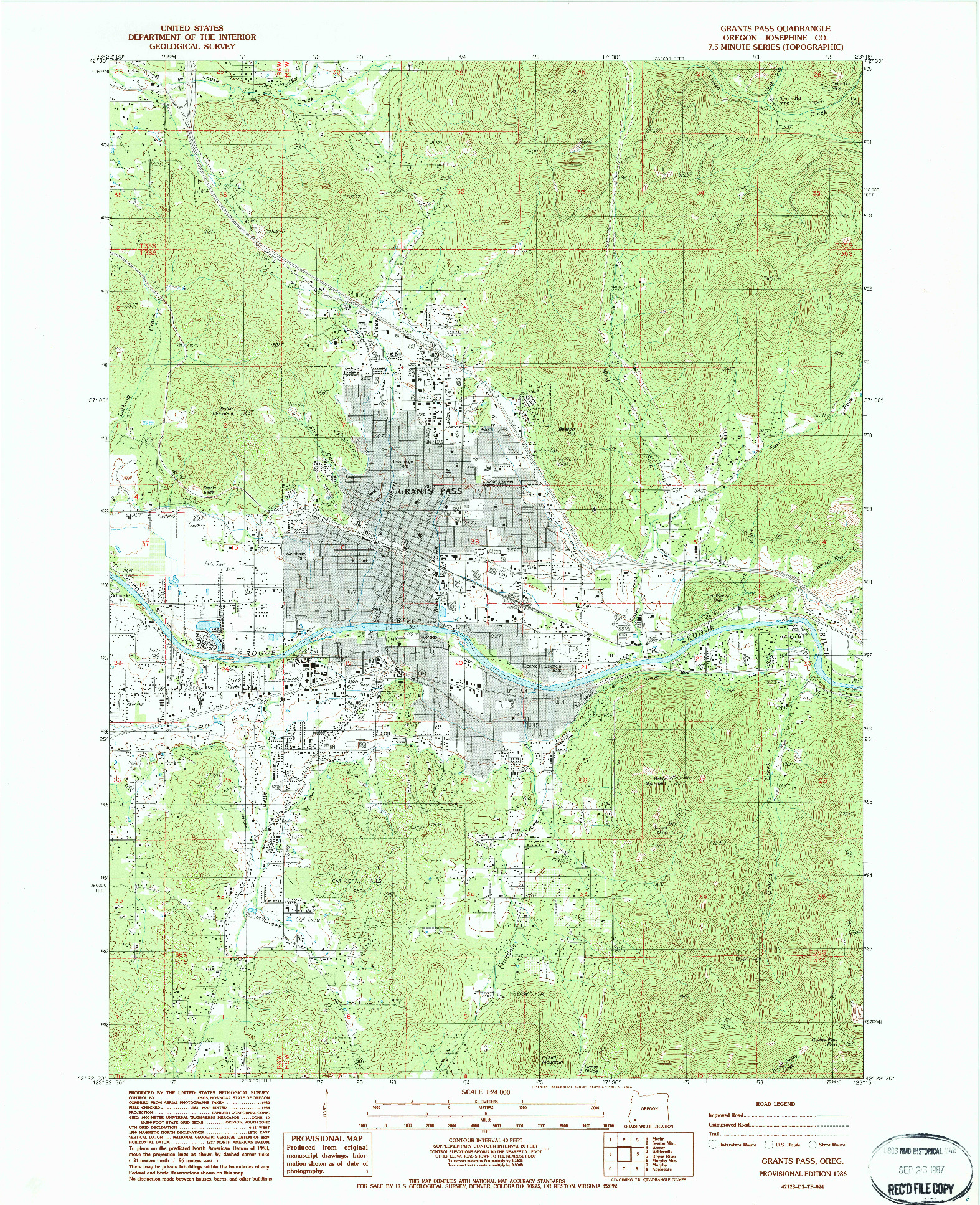 USGS 1:24000-SCALE QUADRANGLE FOR GRANTS PASS, OR 1986