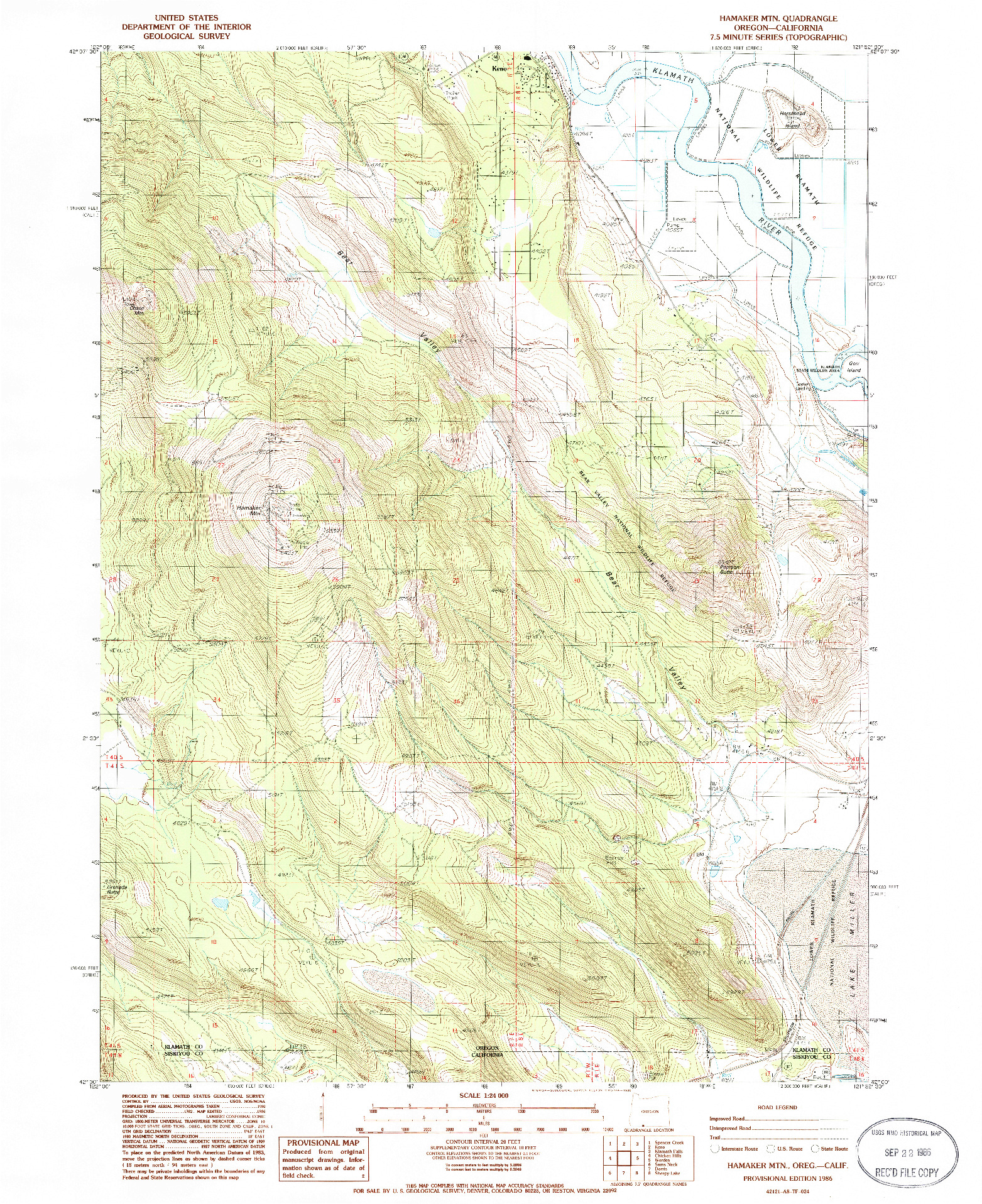 USGS 1:24000-SCALE QUADRANGLE FOR HAMAKER MTN, OR 1986