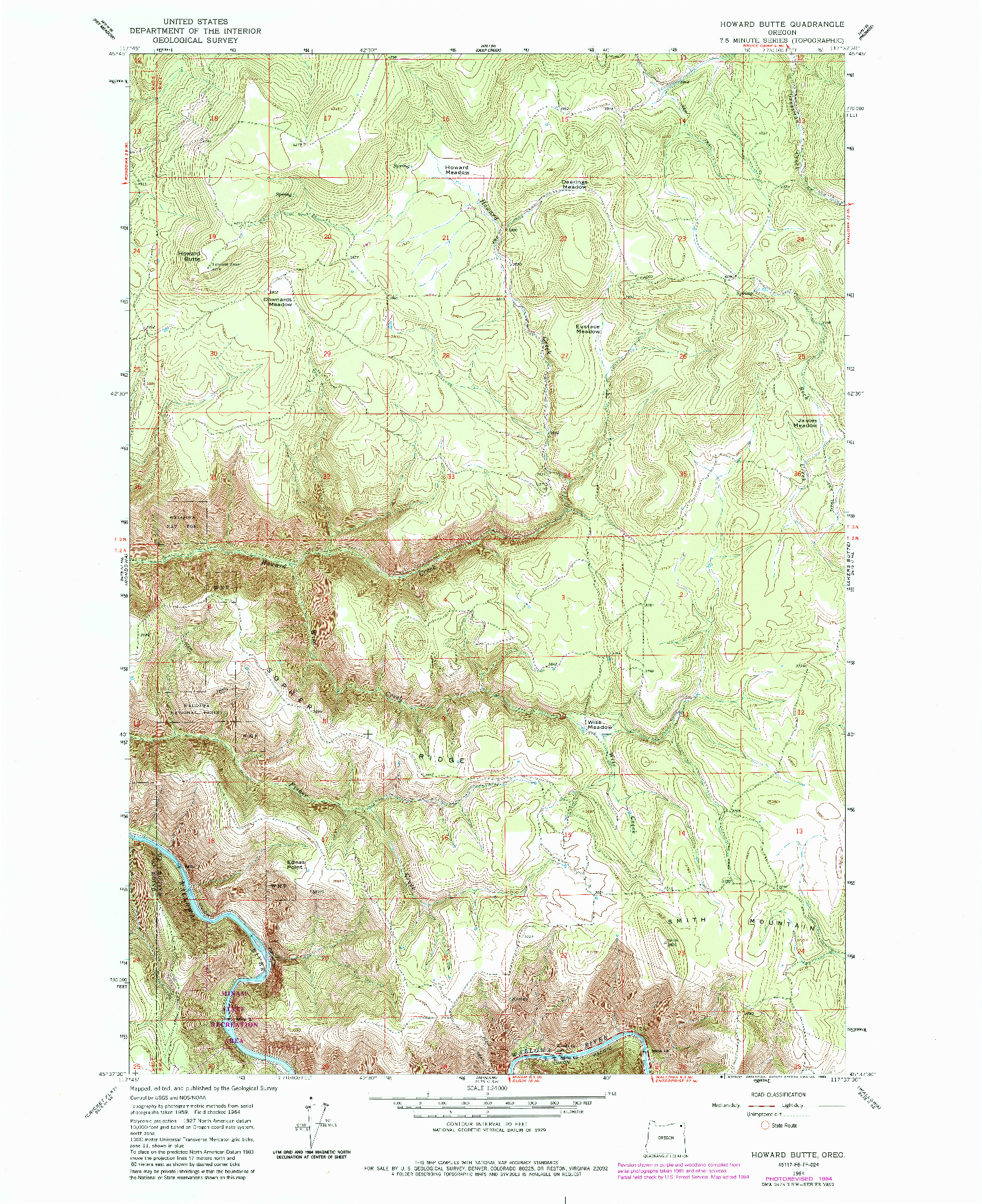 USGS 1:24000-SCALE QUADRANGLE FOR HOWARD BUTTE, OR 1964