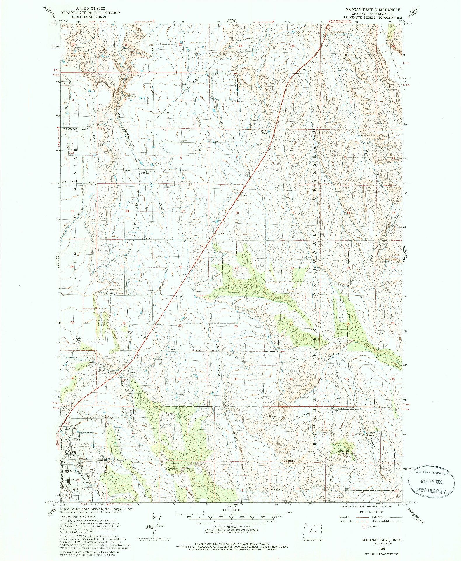 USGS 1:24000-SCALE QUADRANGLE FOR MADRAS EAST, OR 1985