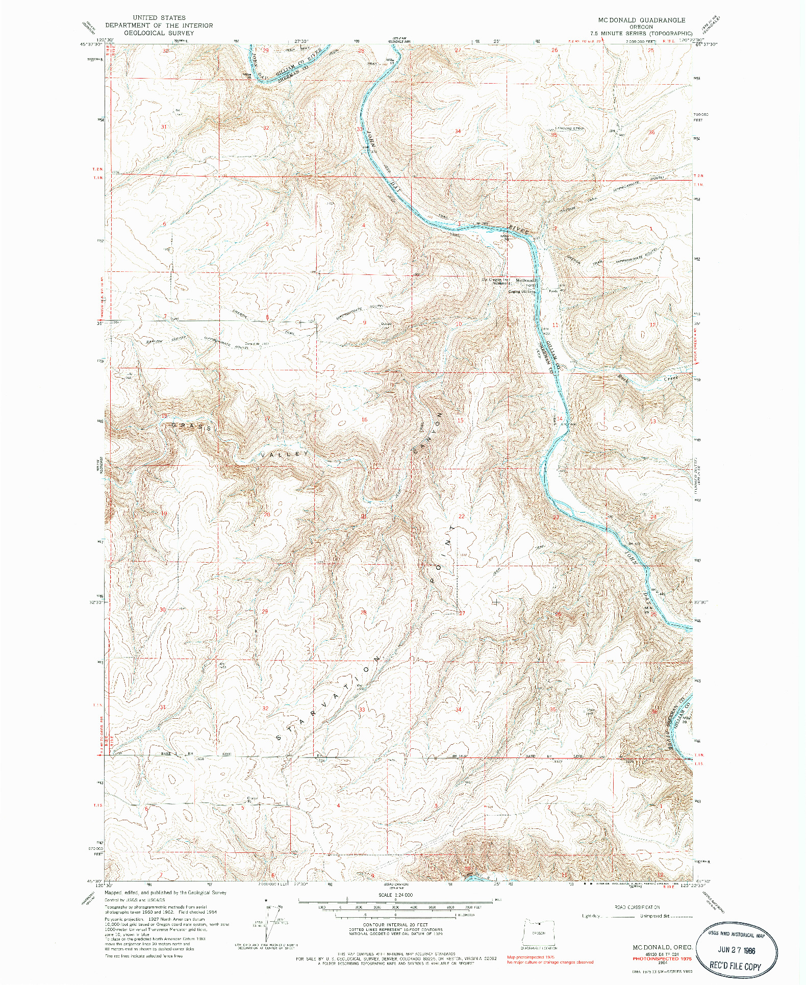 USGS 1:24000-SCALE QUADRANGLE FOR MC DONALD, OR 1964