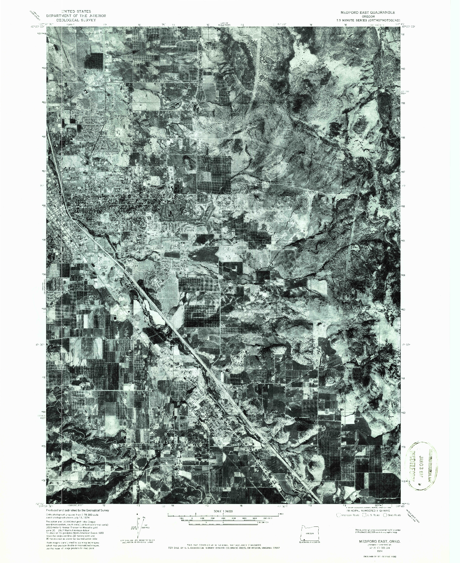 USGS 1:24000-SCALE QUADRANGLE FOR MEDFORD EAST, OR 1974