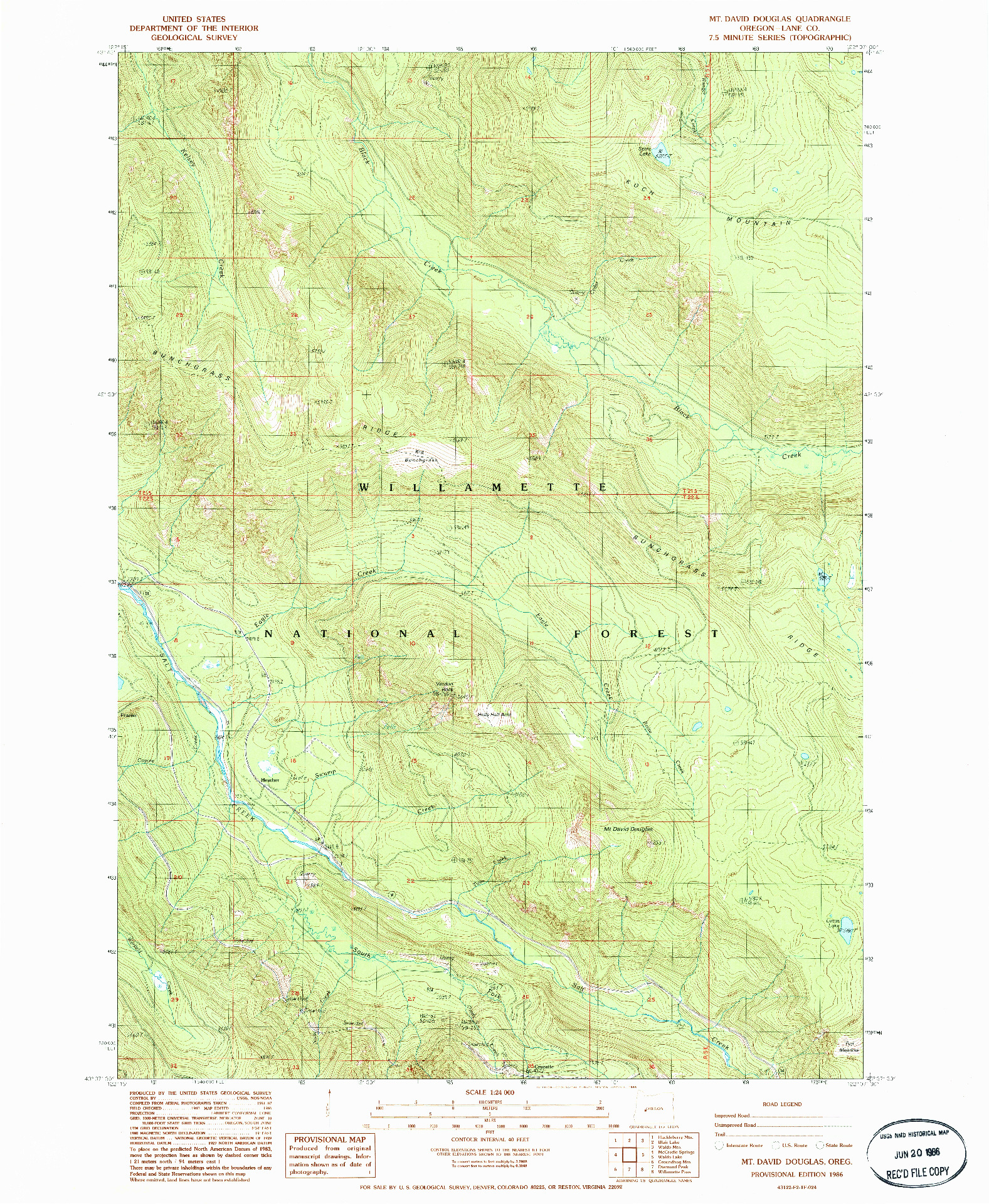USGS 1:24000-SCALE QUADRANGLE FOR MT. DAVID DOUGLAS, OR 1986