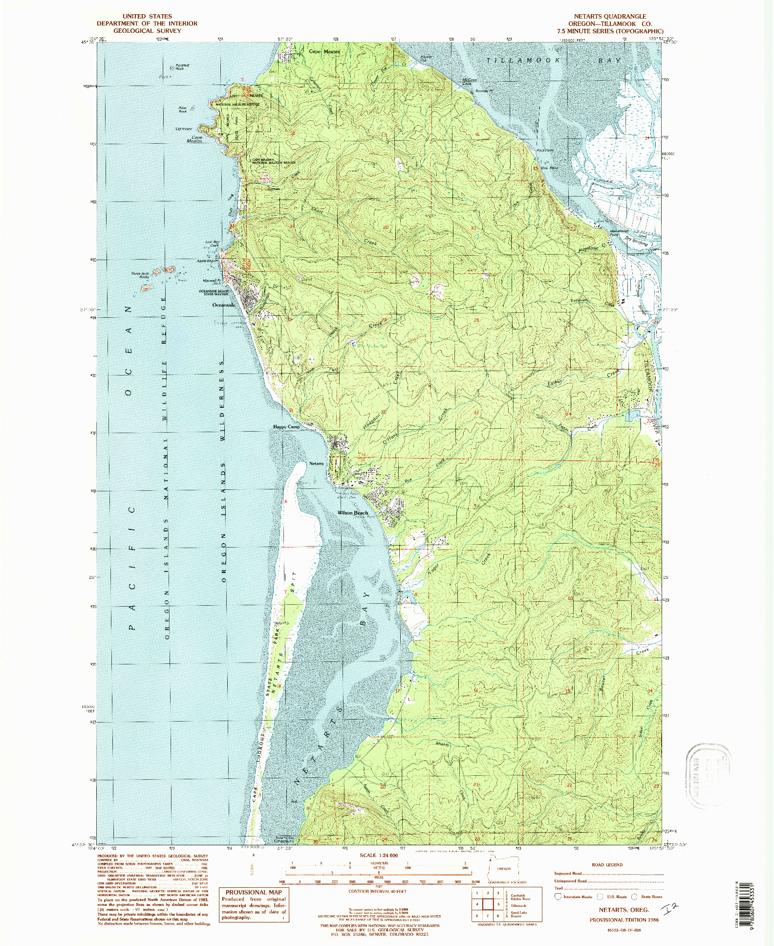 USGS 1:24000-SCALE QUADRANGLE FOR NETARTS, OR 1986