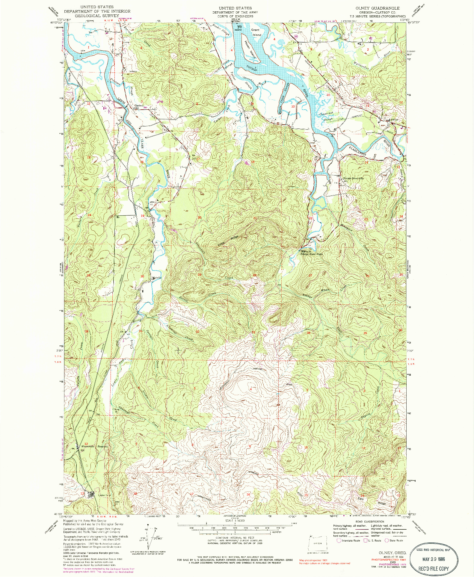 USGS 1:24000-SCALE QUADRANGLE FOR OLNEY, OR 1949