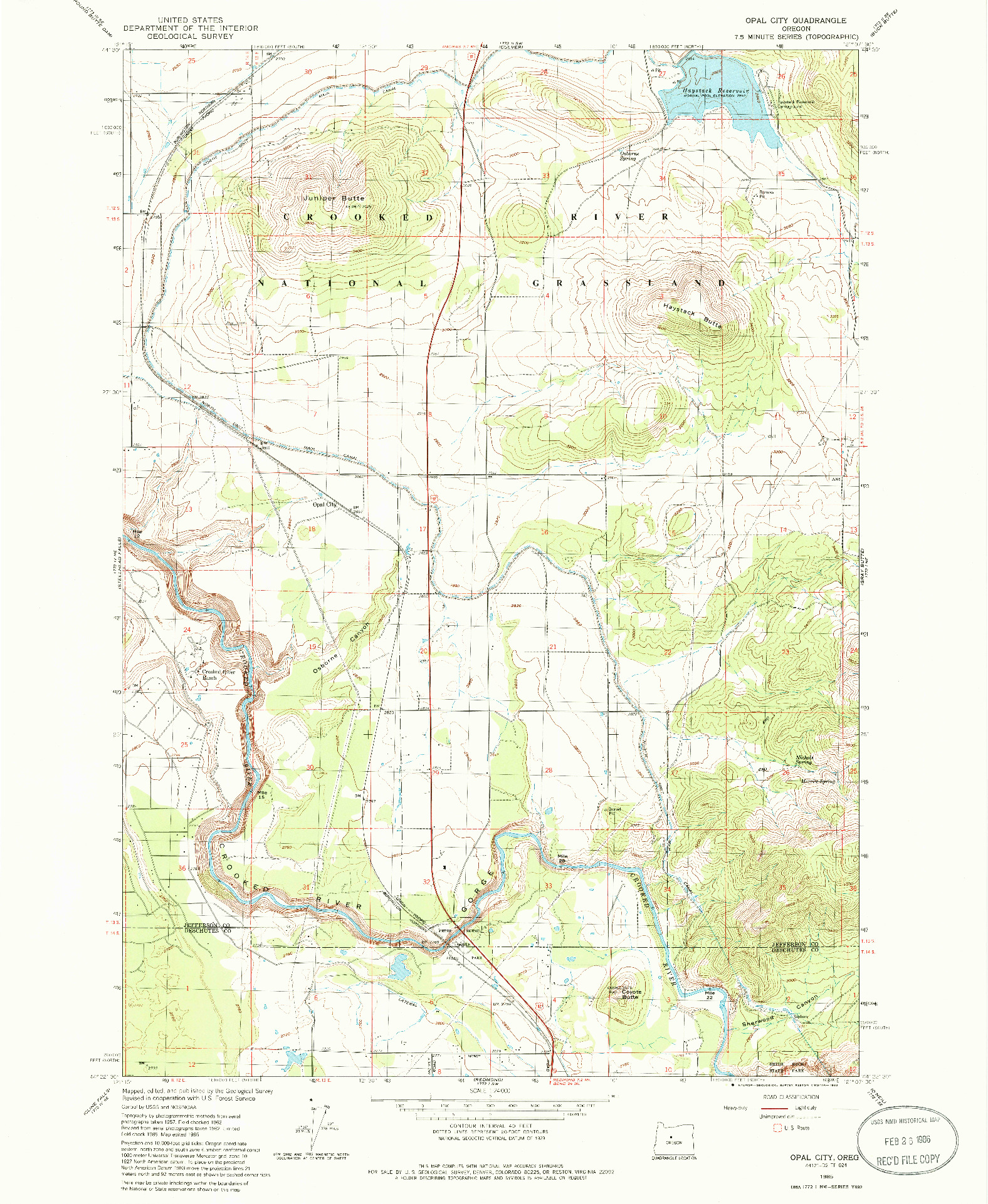 USGS 1:24000-SCALE QUADRANGLE FOR OPAL CITY, OR 1985