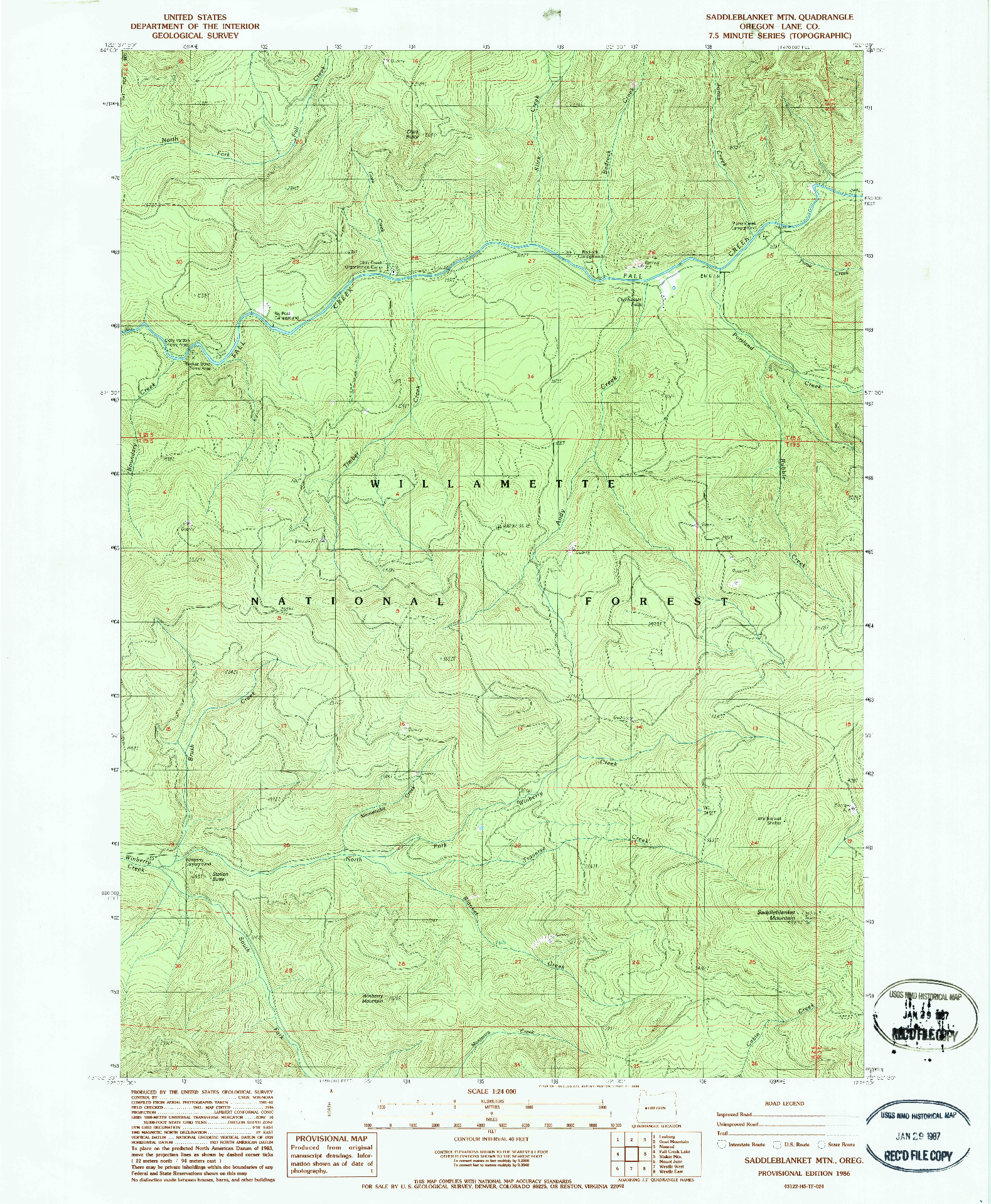 USGS 1:24000-SCALE QUADRANGLE FOR SADDLEBLANKET MOUNTAIN, OR 1986