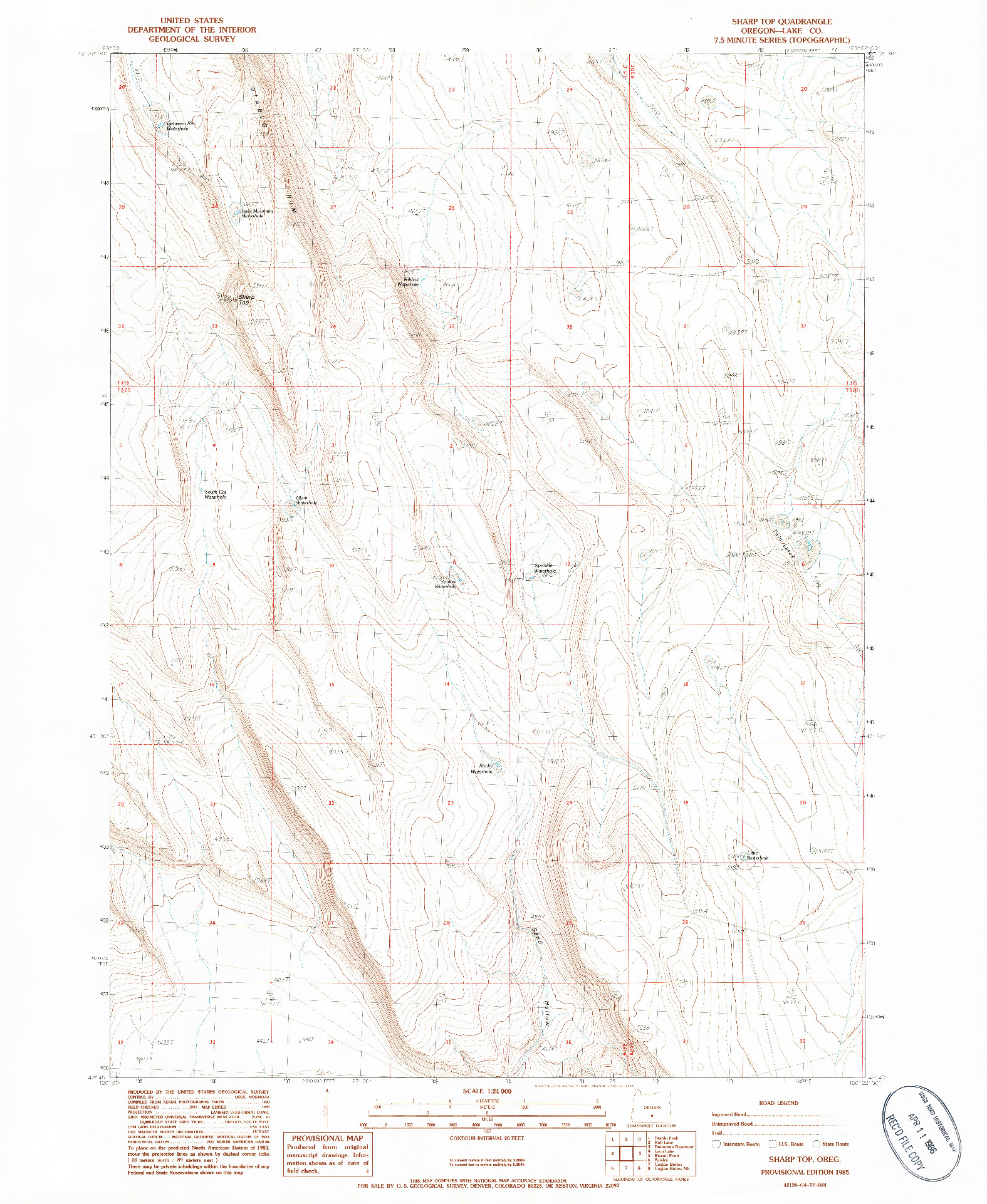 USGS 1:24000-SCALE QUADRANGLE FOR SHARP TOP, OR 1985