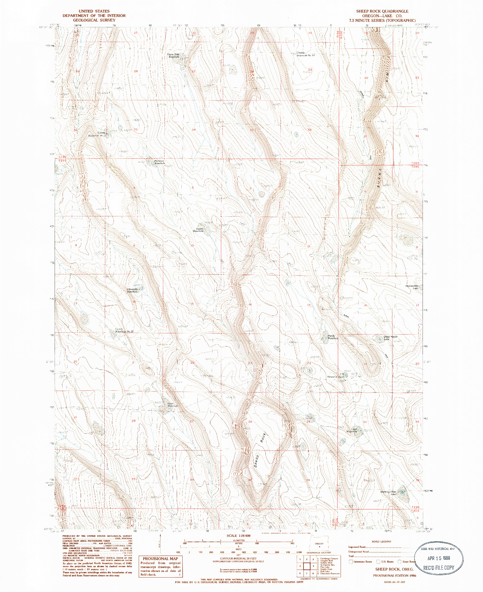 USGS 1:24000-SCALE QUADRANGLE FOR SHEEP ROCK, OR 1986