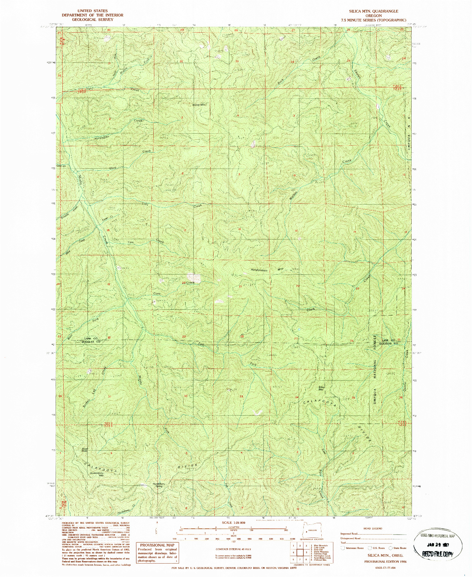 USGS 1:24000-SCALE QUADRANGLE FOR SILICA MTN, OR 1986