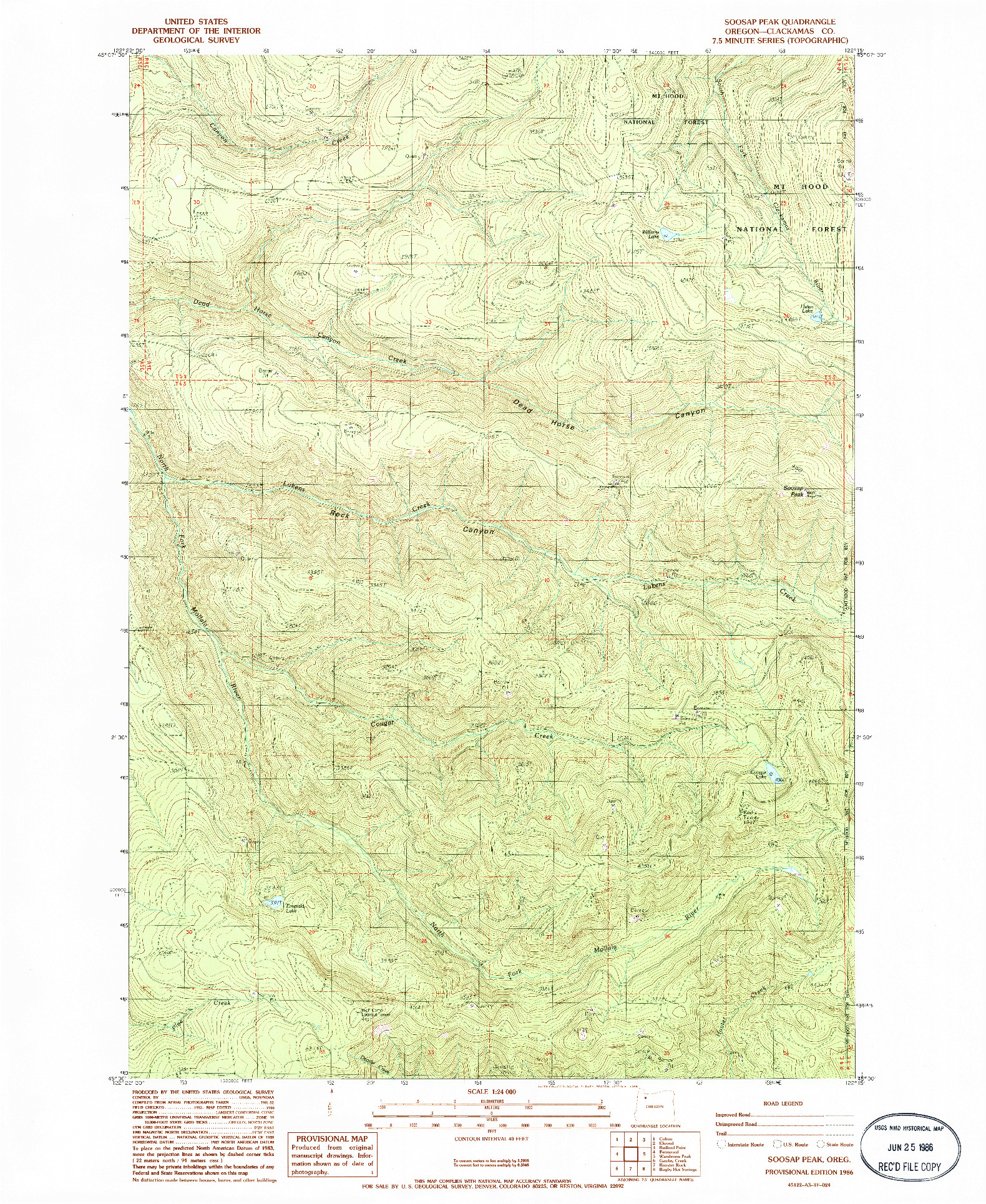 USGS 1:24000-SCALE QUADRANGLE FOR SOOSAP PEAK, OR 1986
