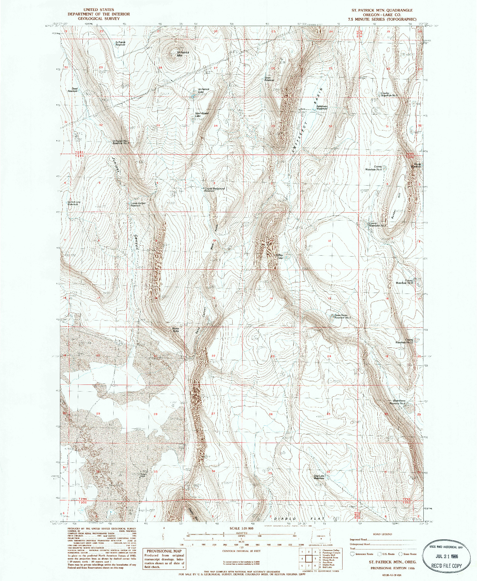 USGS 1:24000-SCALE QUADRANGLE FOR ST. PATRICK MTN., OR 1986