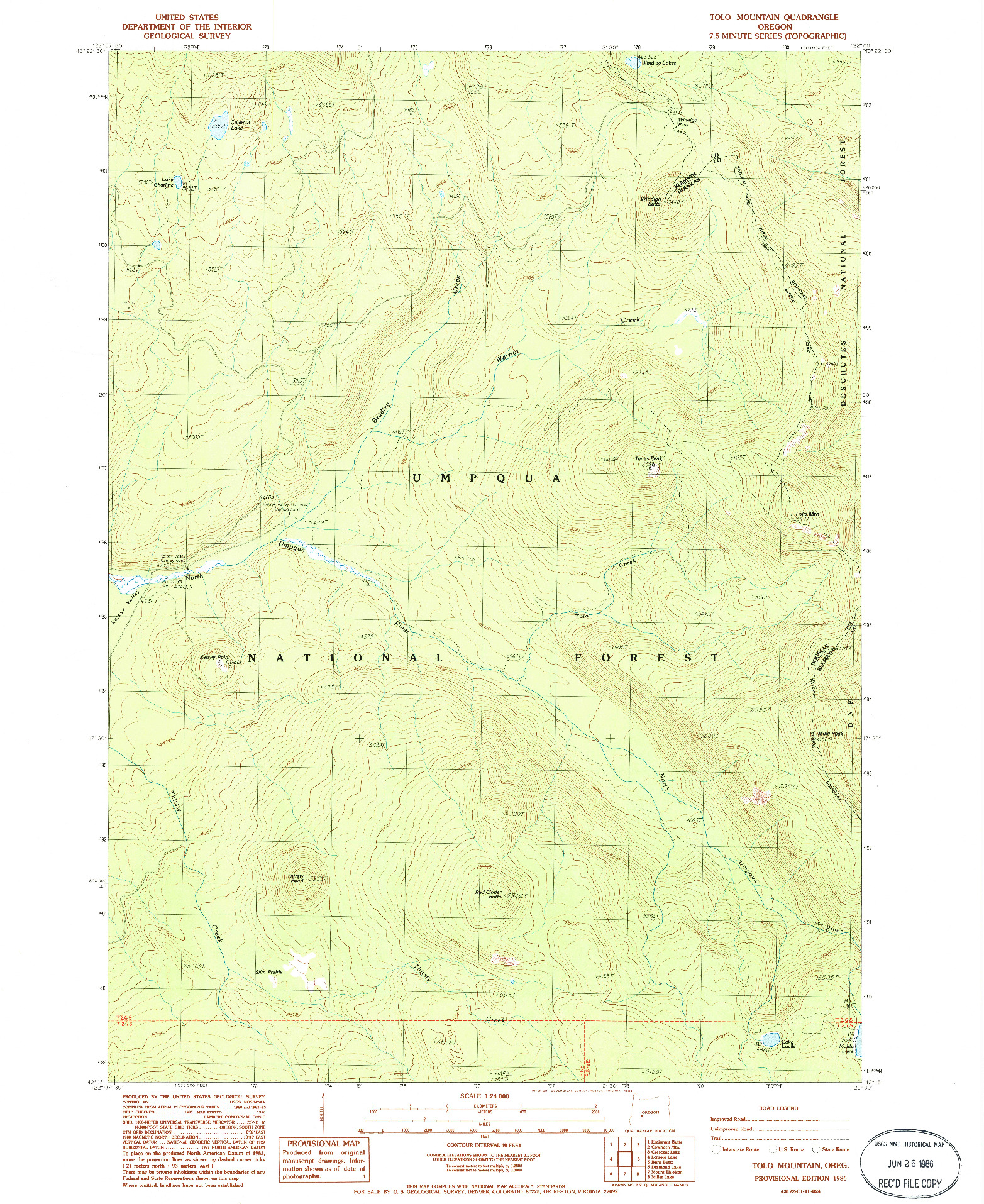 USGS 1:24000-SCALE QUADRANGLE FOR TOLO MOUNTAIN, OR 1986
