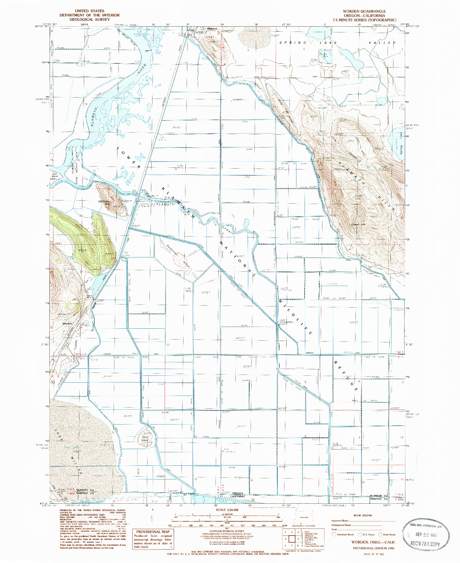 USGS 1:24000-SCALE QUADRANGLE FOR WORDEN, OR 1986