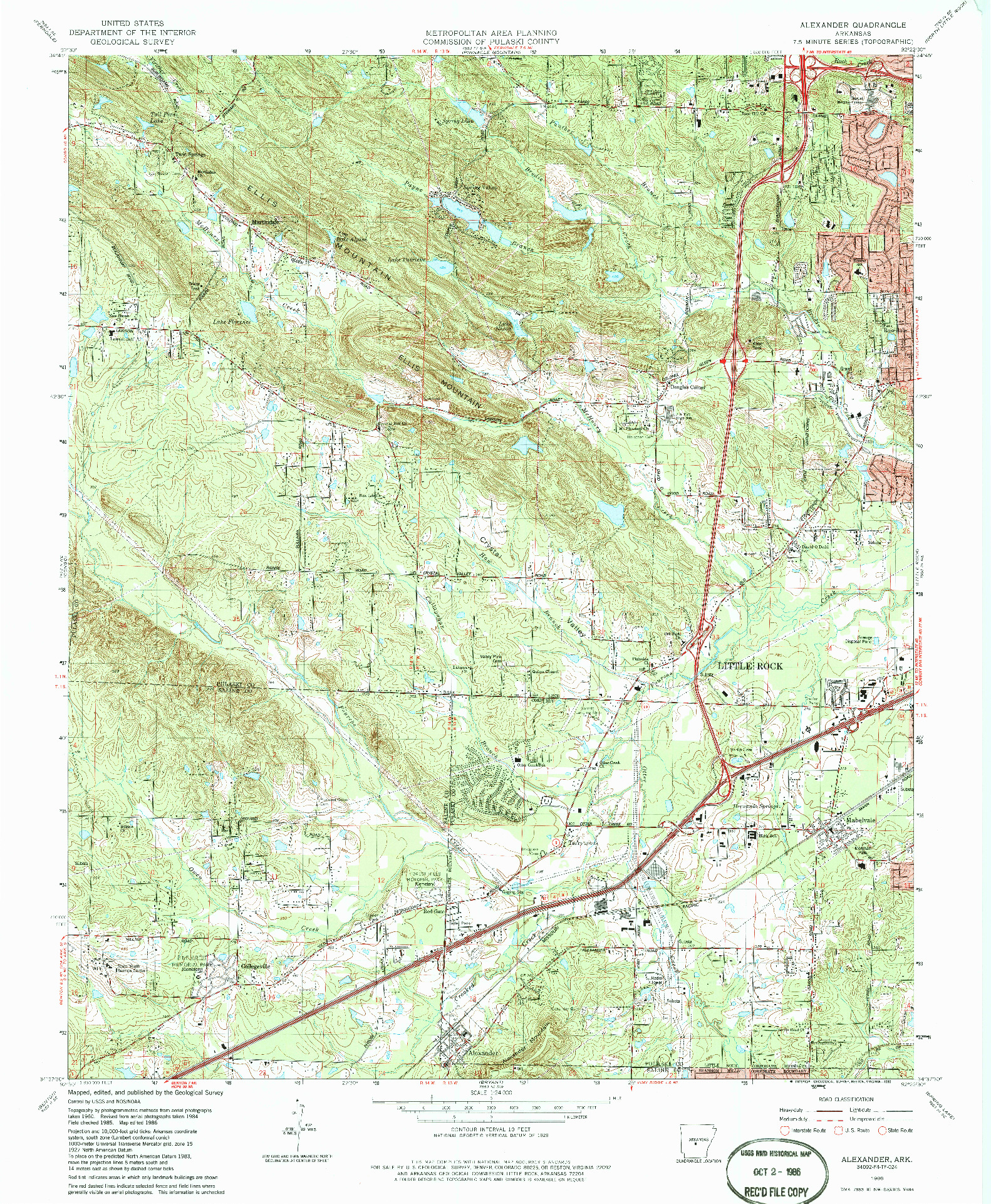 USGS 1:24000-SCALE QUADRANGLE FOR ALEXANDER, AR 1986