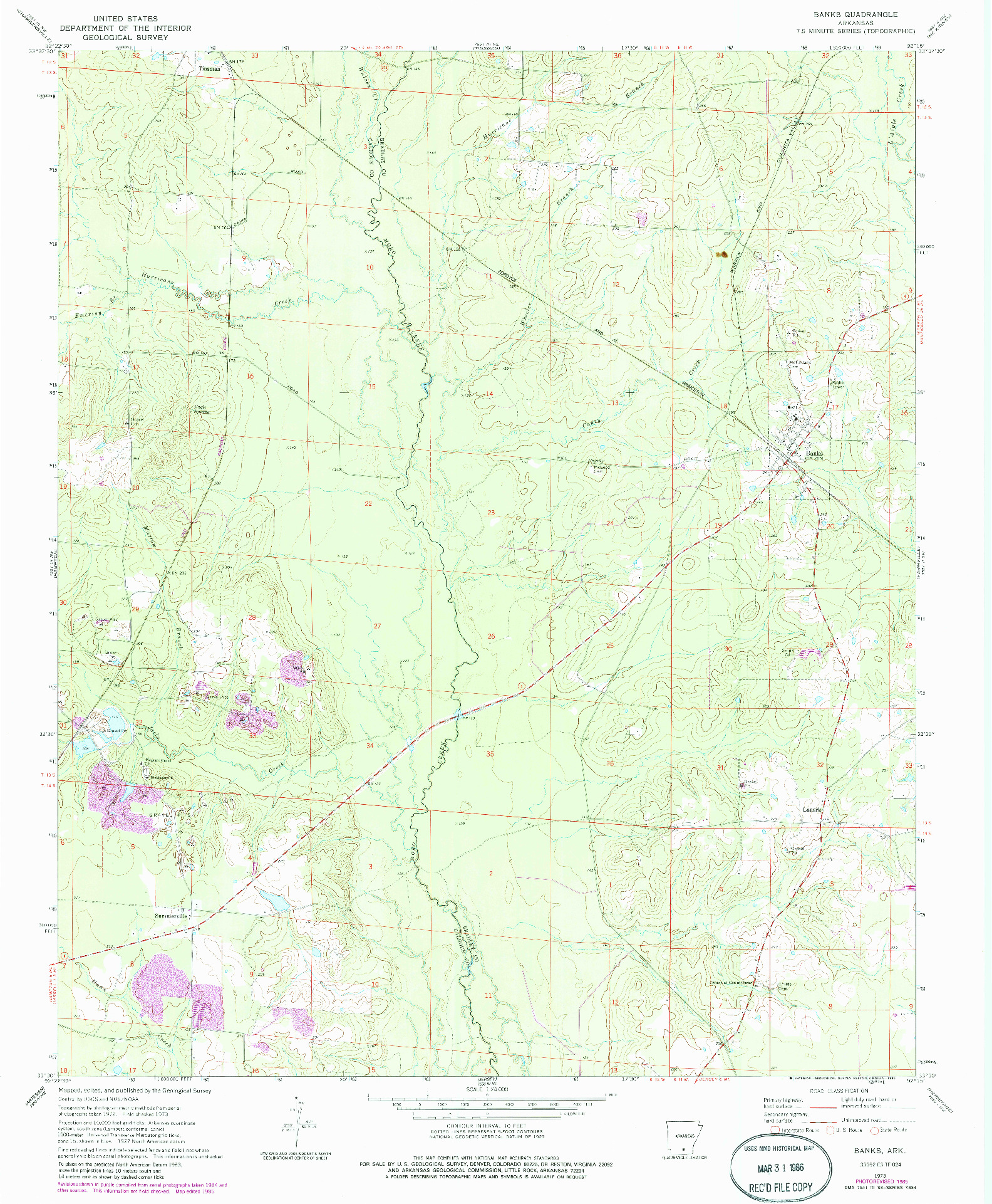 USGS 1:24000-SCALE QUADRANGLE FOR BANKS, AR 1973