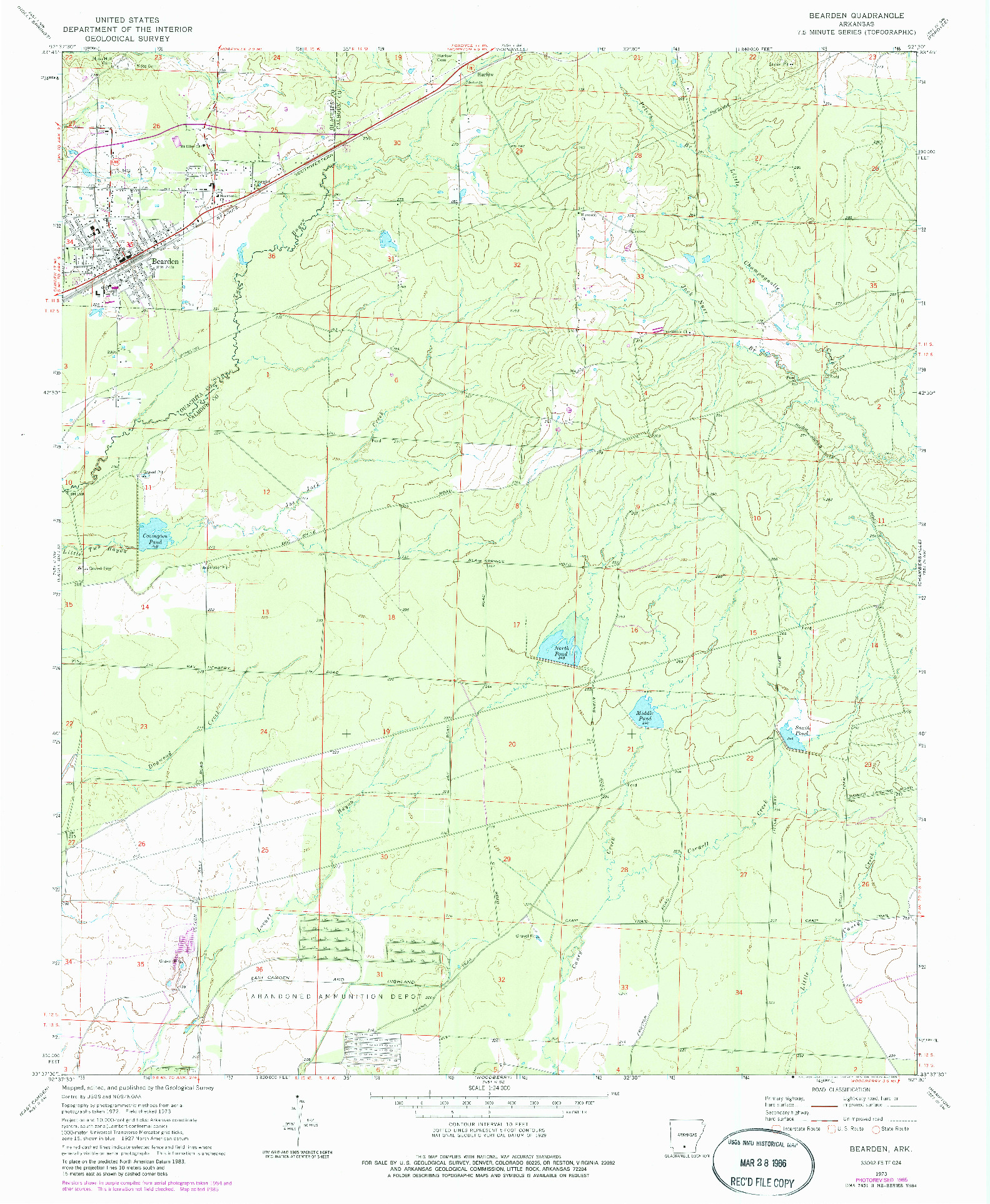 USGS 1:24000-SCALE QUADRANGLE FOR BEARDEN, AR 1973
