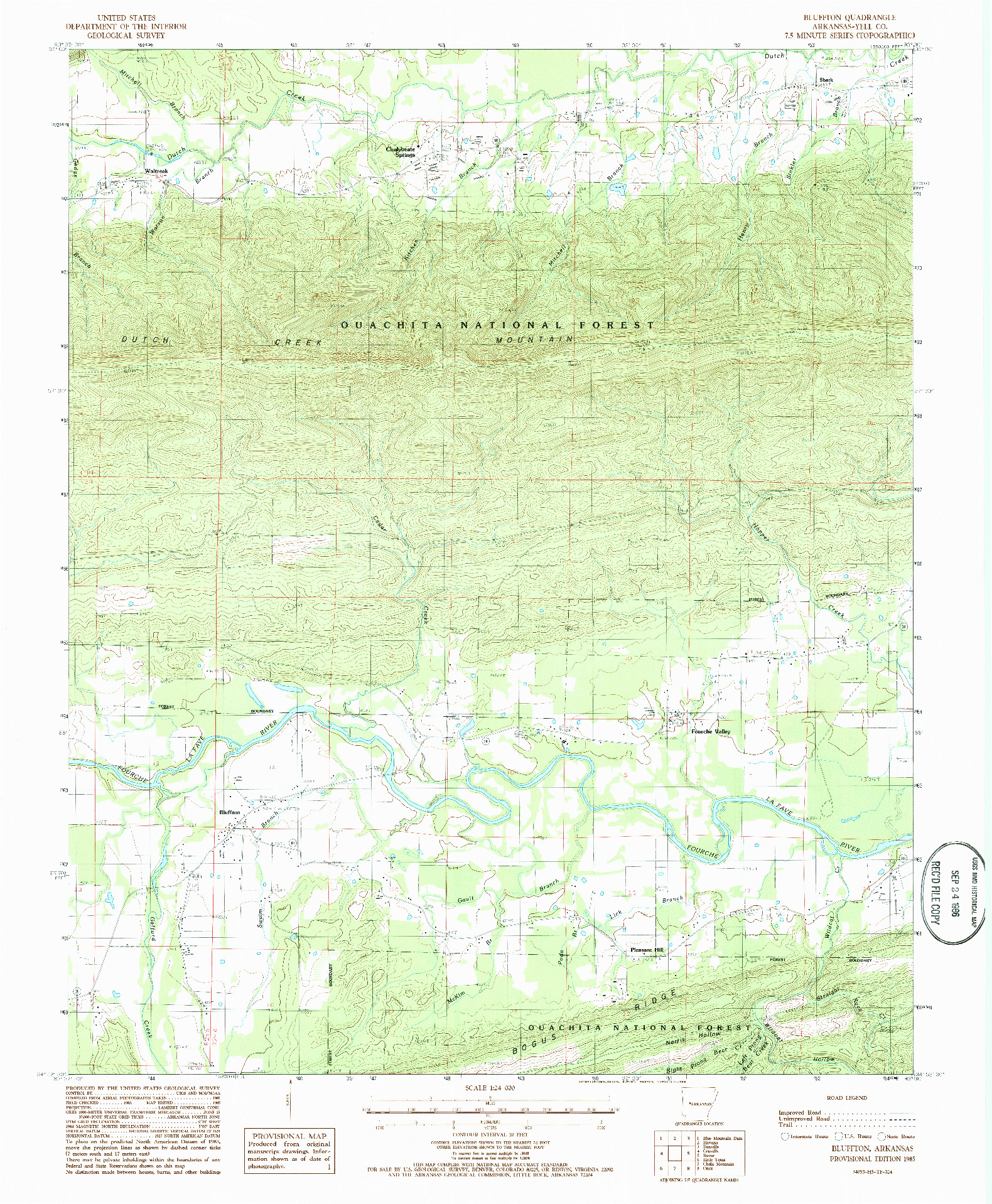 USGS 1:24000-SCALE QUADRANGLE FOR BLUFFTON, AR 1985