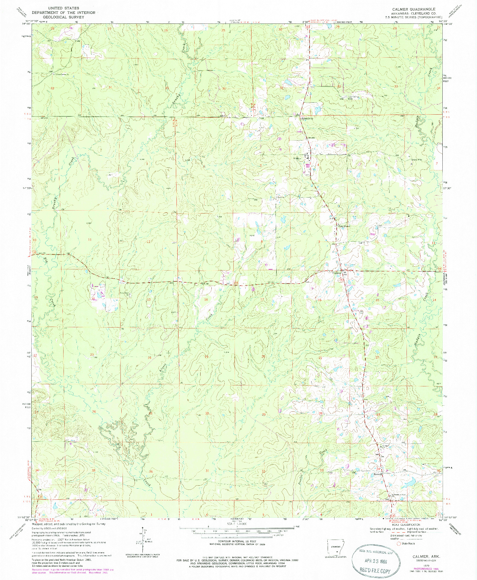 USGS 1:24000-SCALE QUADRANGLE FOR CALMER, AR 1970