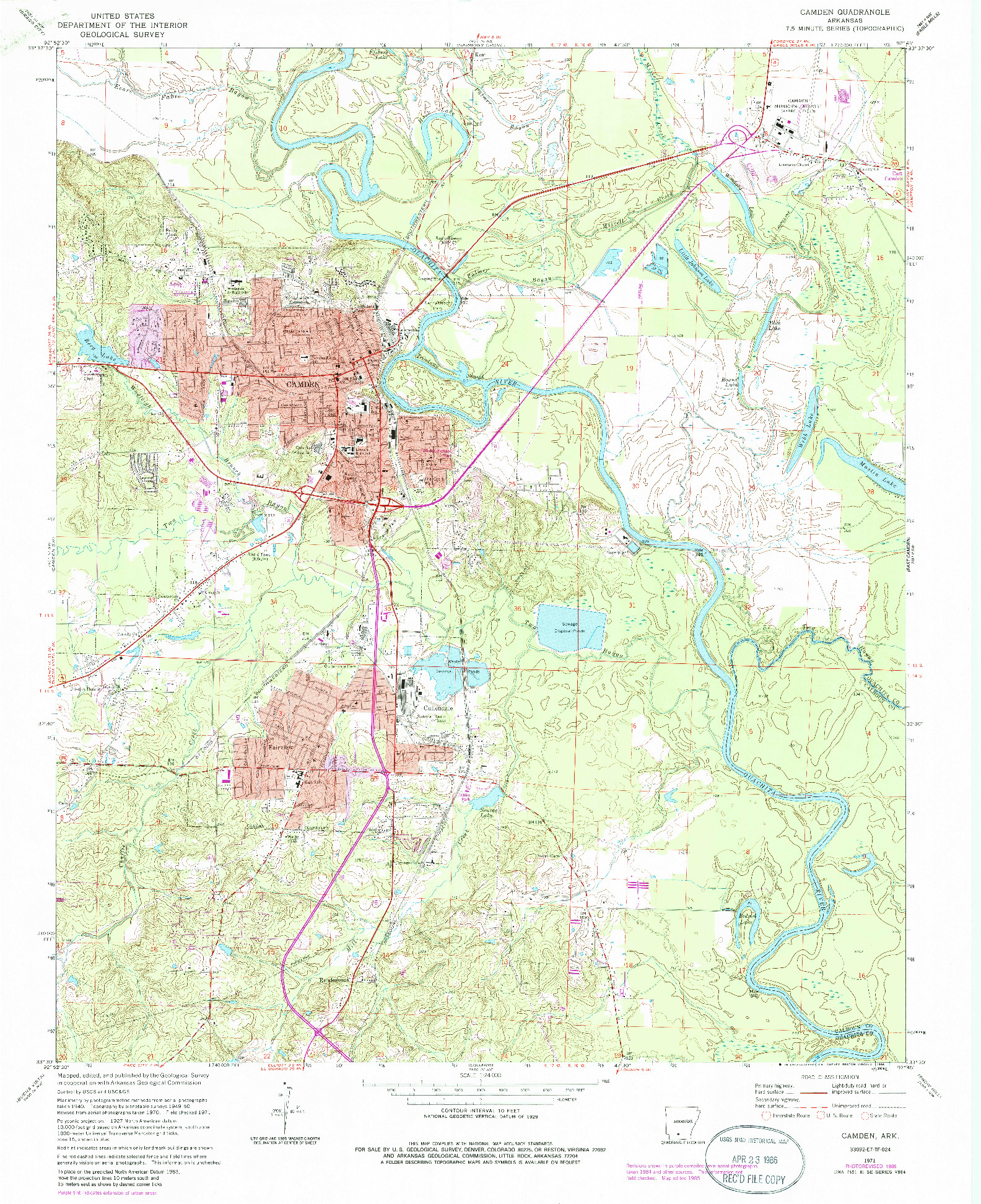 USGS 1:24000-SCALE QUADRANGLE FOR CAMDEN, AR 1971